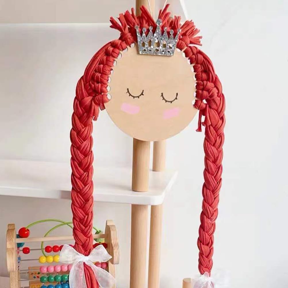 Braided Doll Hair Clip Holder - Wall Mounted Hair Bows Organizer for Girls, Barrette & Earring Display Hanger with Lace Cloth - Perfect for Bedroom, Nursery & Bathroom Organization