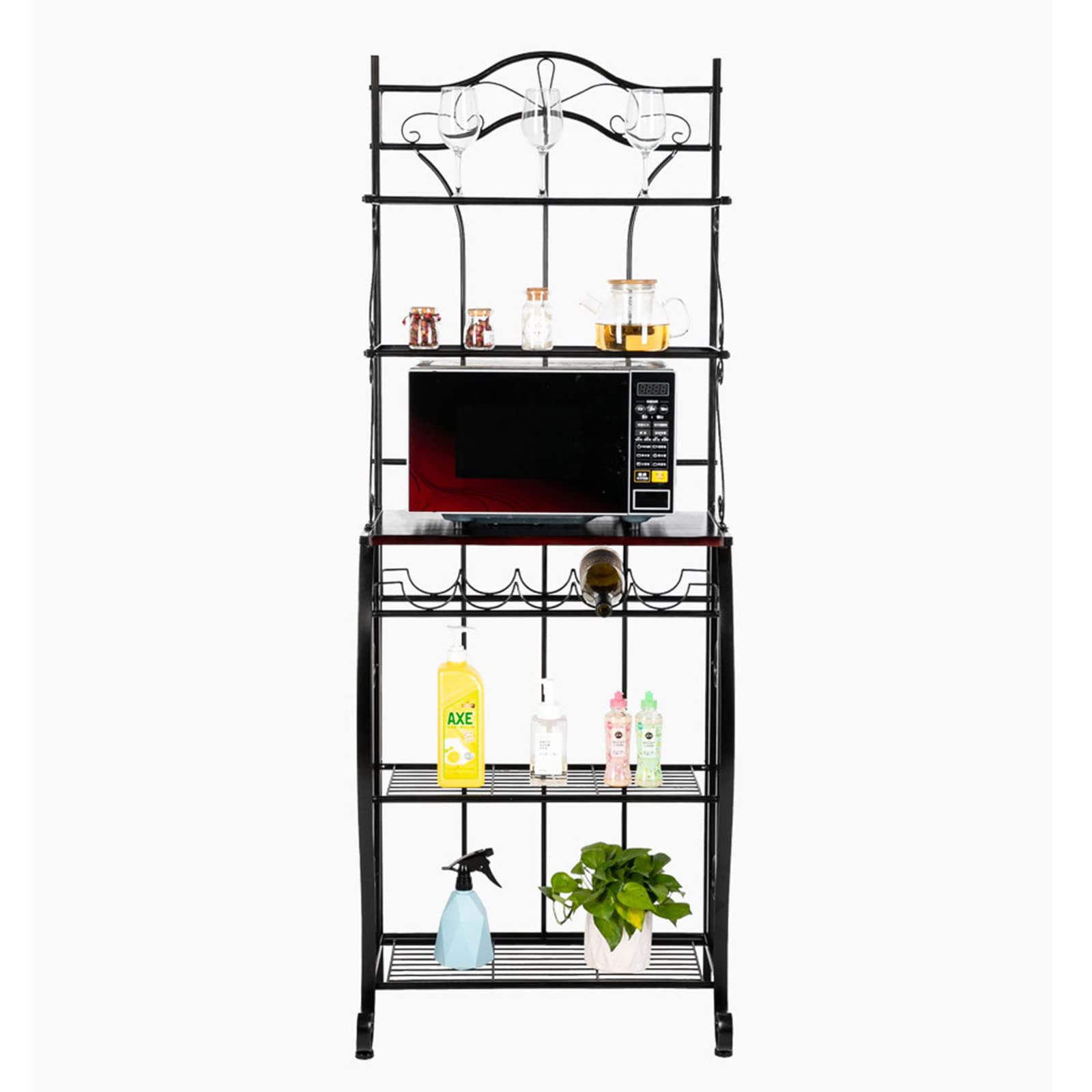 WiCCI 5-Tier Metal Kitchen Shelf Organizer - Stainless Steel Baker's Rack for Kitchen Decor, Wine Storage & Display - Perfect Gift for Wine Enthusiasts - Ideal for Small Spaces, Pantry Organization & Home Bar Setup