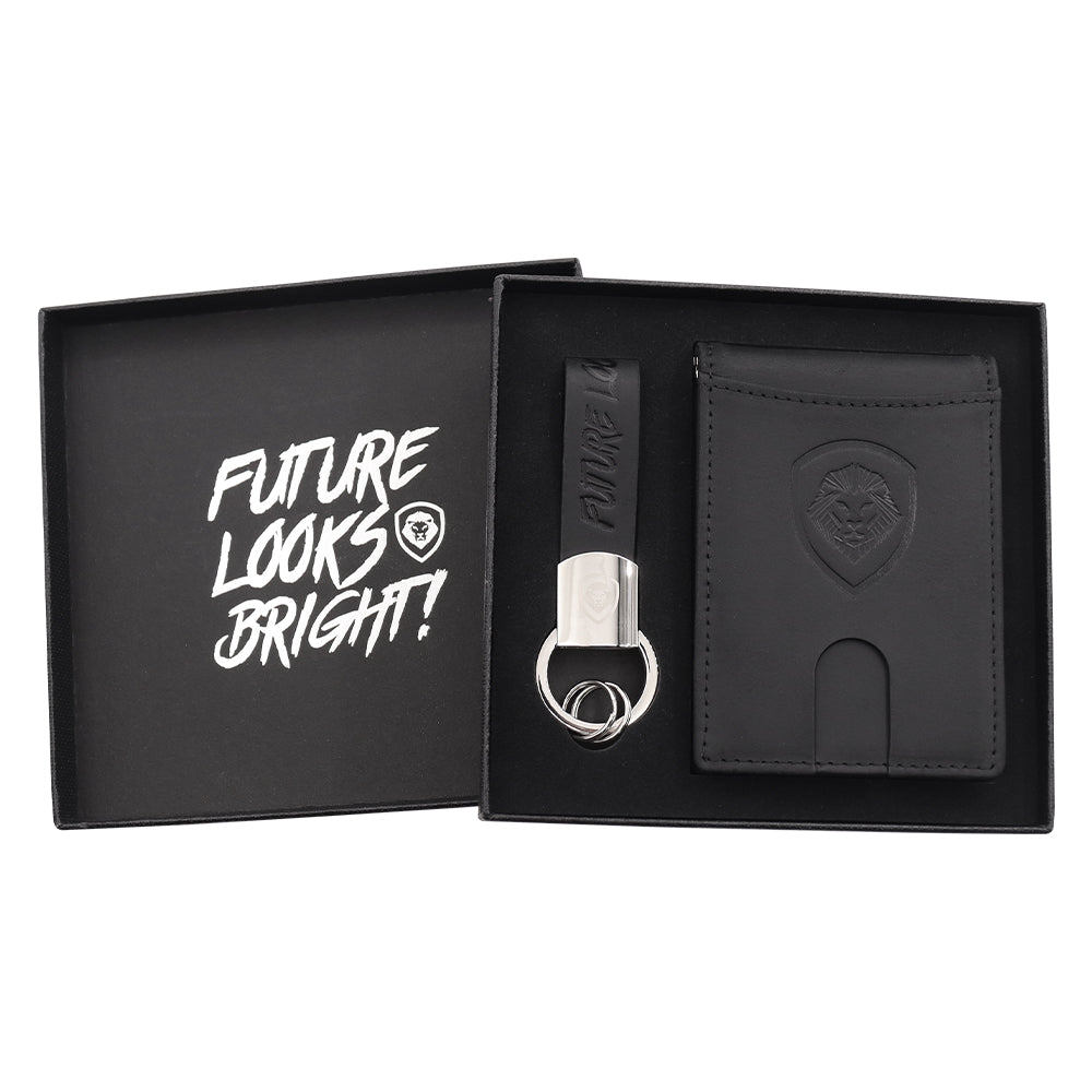 Premium Black Leather Wallet Keychain Set - RFID Blocking & Slim Design - Perfect for Men & Women - Ideal for Travel, Work, and Everyday Carry