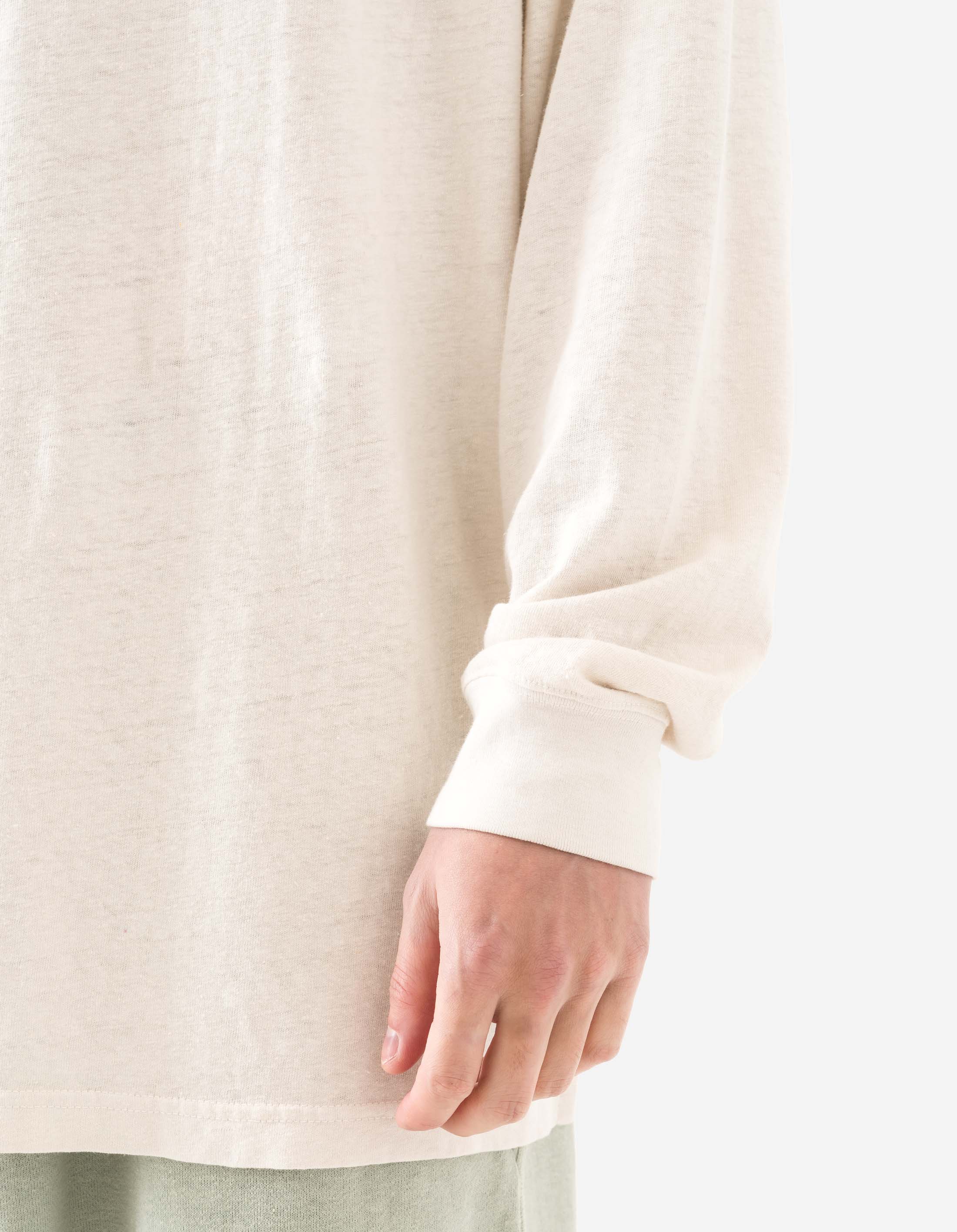 Organic Hemp Long Sleeve T-Shirt for Men & Women - 6001 Monk Eco-Friendly Crewneck Top in Ecru - Perfect for Yoga, Hiking & Casual Wear
