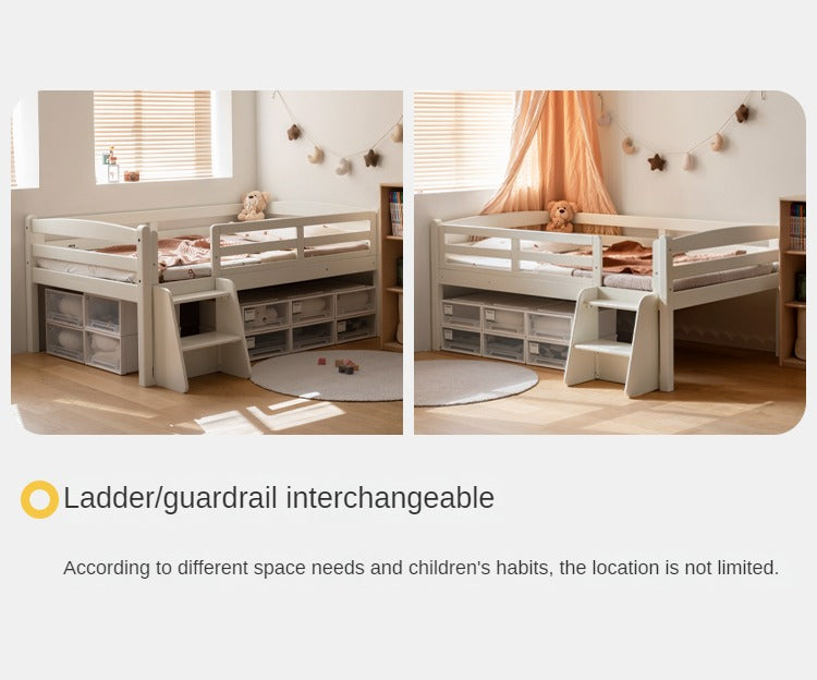 Solid Oak Wood Single Bed with Guardrail - Sturdy & Safe for Kids, Teens & Adults - Perfect for Bedrooms, Dorm Rooms & Guest Rooms