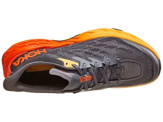 HOKA Speedgoat 5 Wide Trail Running Shoes for Men - Lightweight Hiking & Outdoor Adventure Footwear in Castlerock/Flame Color | Perfect for Trail Running, Hiking & Mountain Climbing