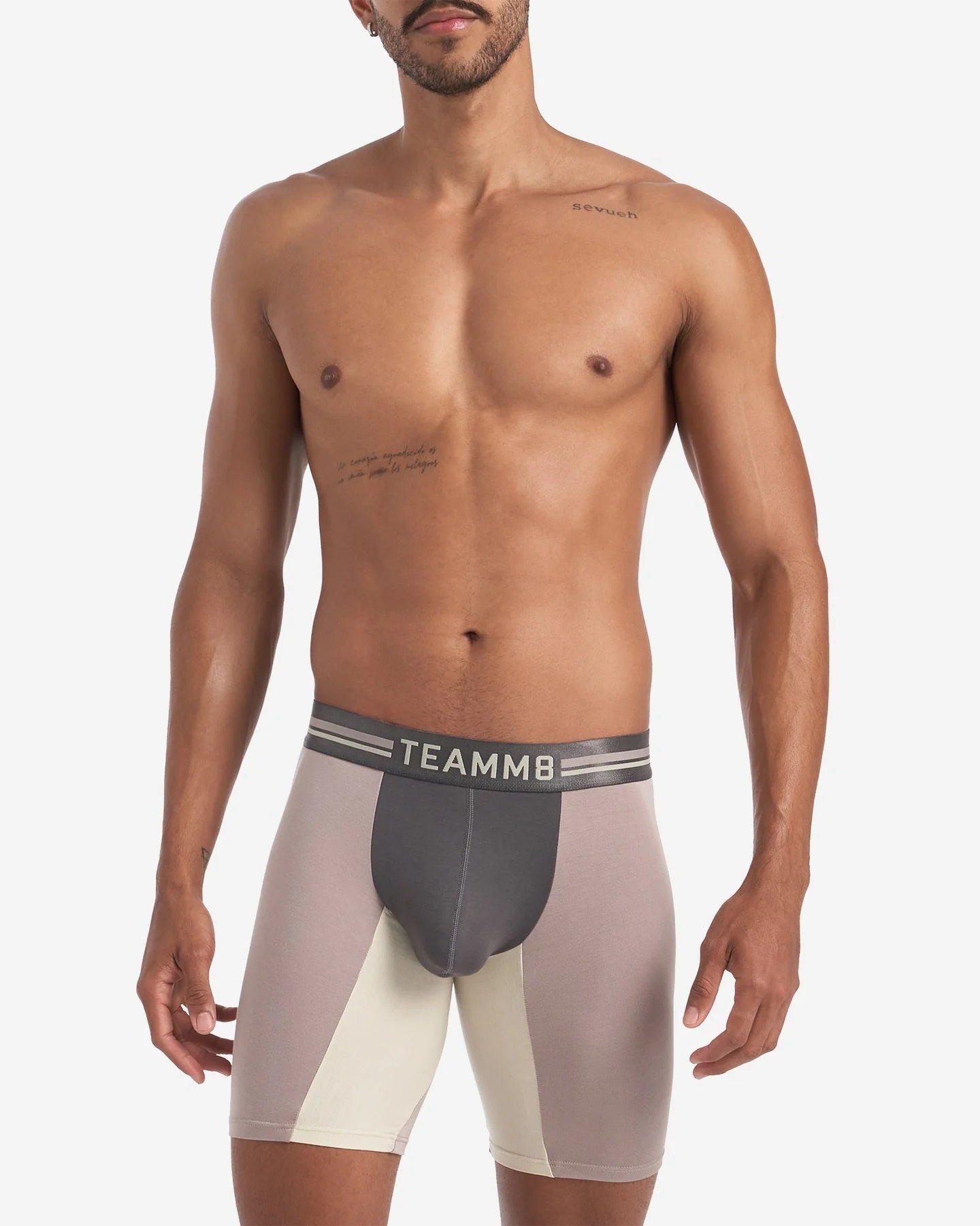 Teamm8 Bamboo Sports Boxer Briefs for Men - Soft Modal Mink Grey Underwear - Comfortable for Running, Gym & Daily Wear