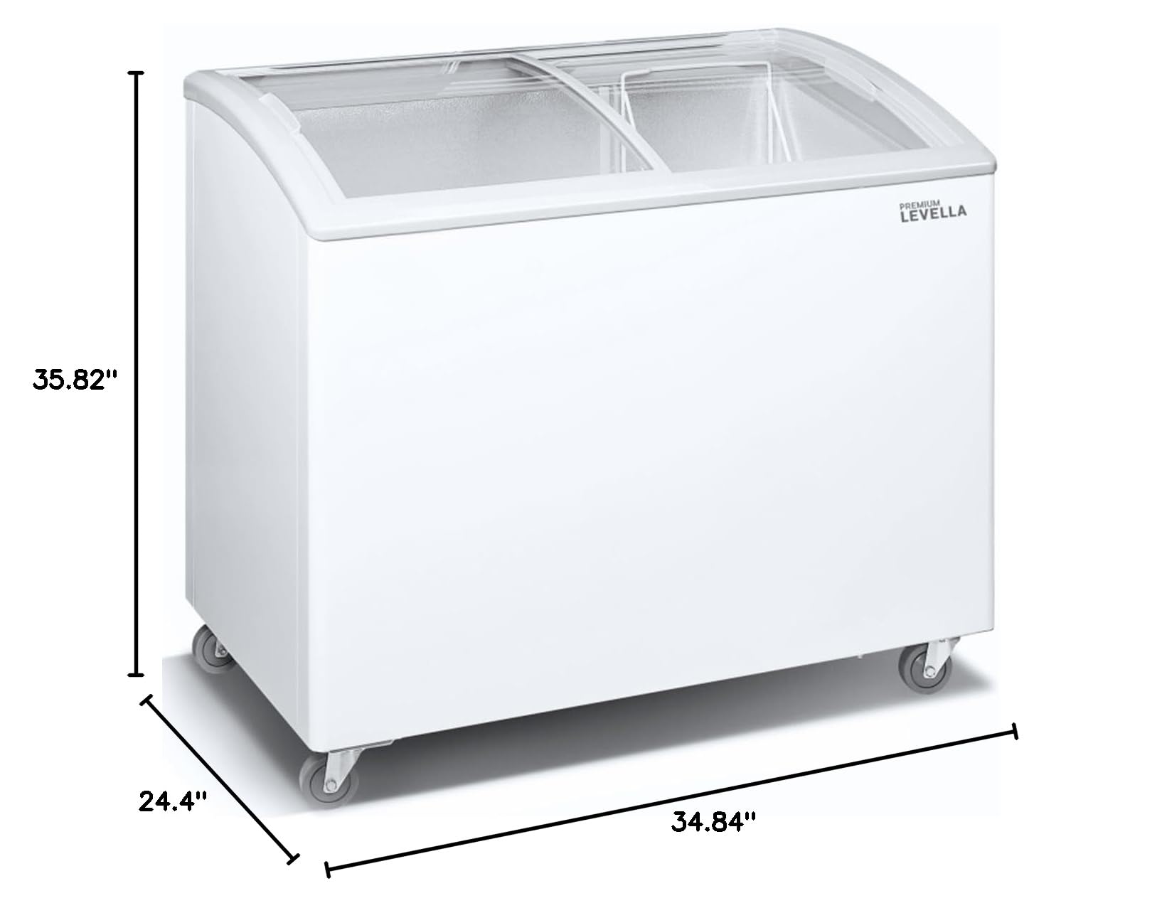 Premium Levella 5.9 cu ft Chest Freezer with Curved Glass Top - Energy Efficient Upright Deep Freezer for Home, Garage or Basement - Perfect for Frozen Food Storage, Meal Prep & Bulk Buying