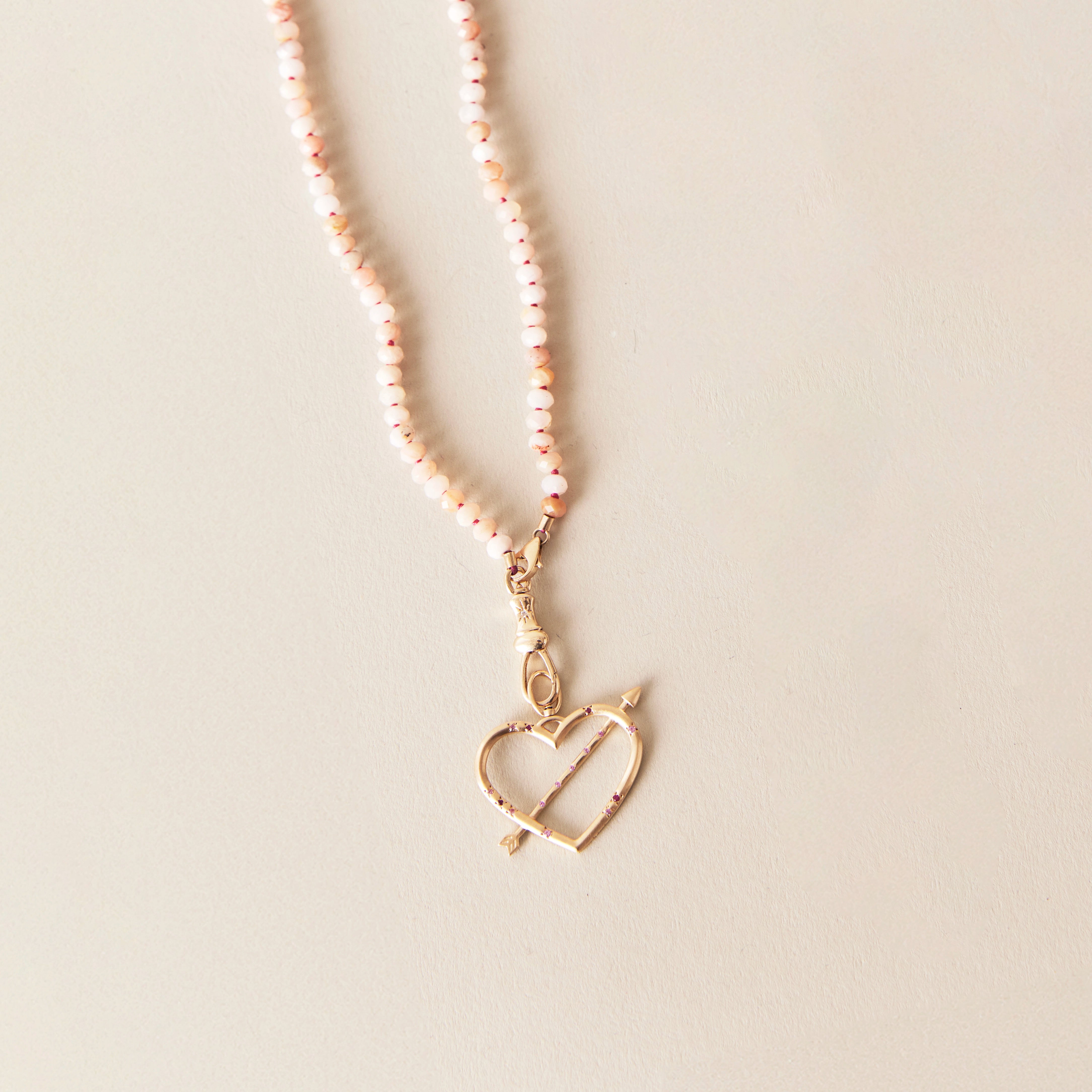 10K Yellow Gold Pink Opal Beaded Mood Necklace – Genuine Gemstone Jewelry for Stress Relief & Emotional Balance | Perfect for Meditation, Yoga & Everyday Wear