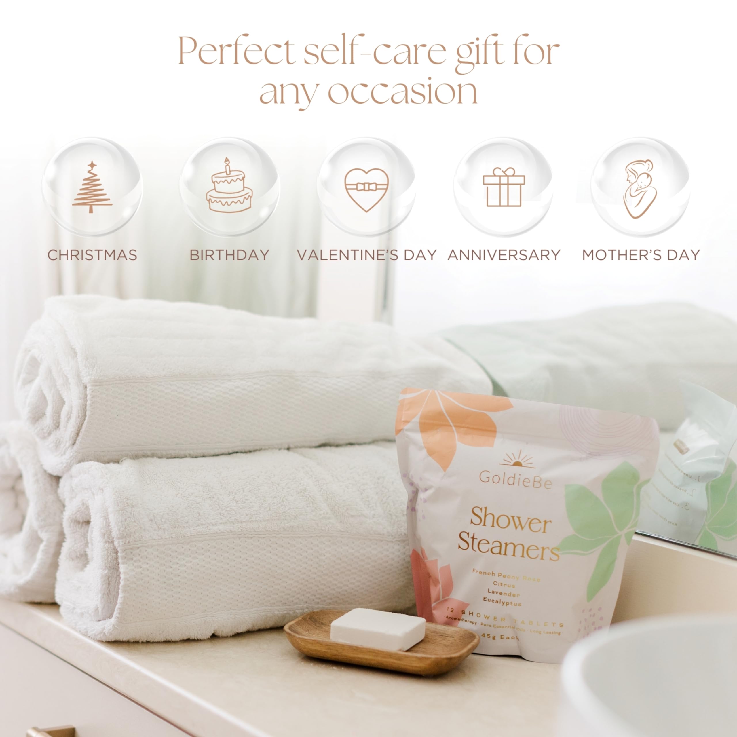12Pcs Aromatherapy Shower Steamers with Pure Essential Oils - Eucalyptus & Lavender Shower Bombs for Relaxation, Cold & Flu Relief - Perfect Self Care Gift for Women - Use in Bathroom for Spa-Like Experience at Home
