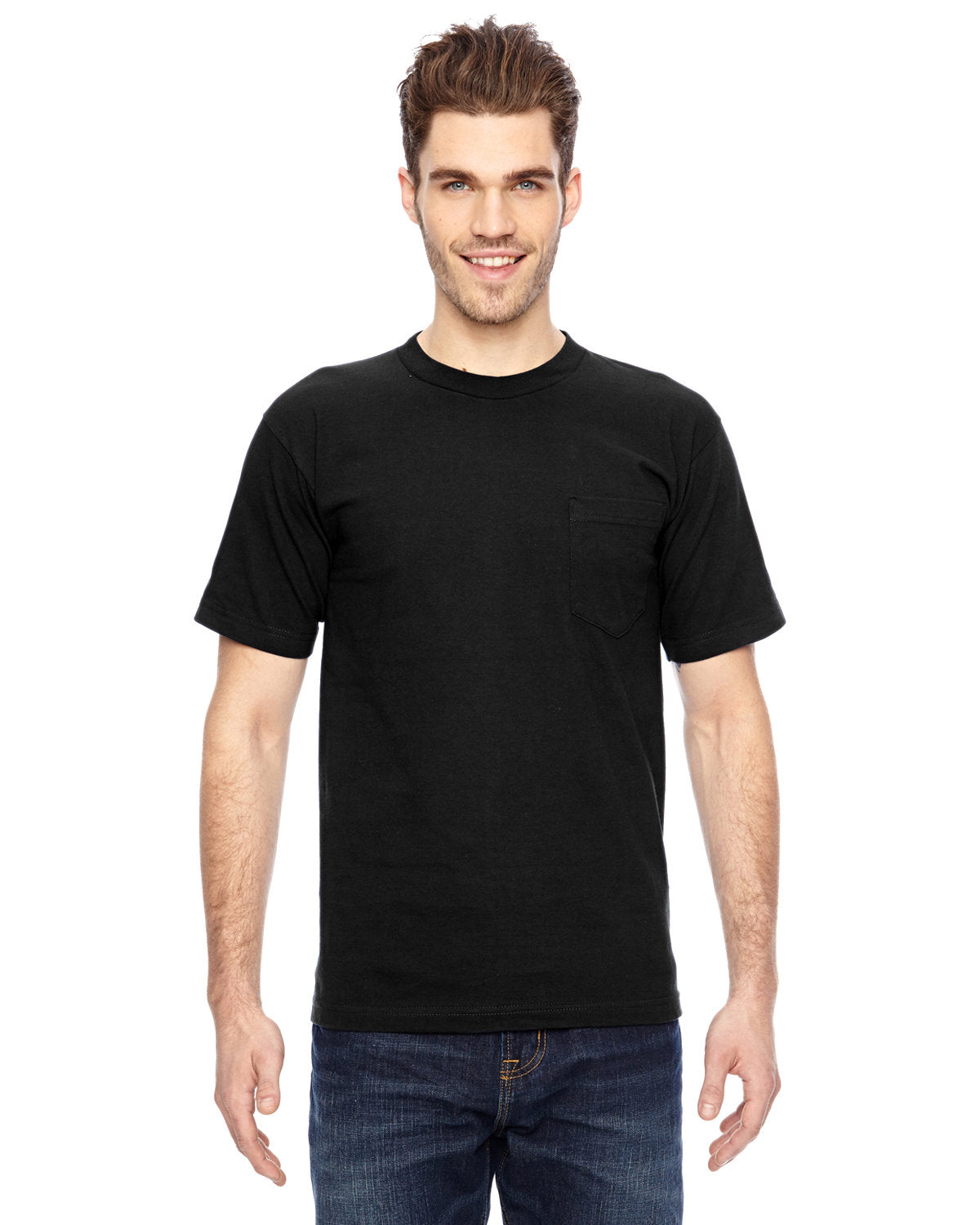 Bayside BA7100 Men's 6.1 oz 100% Cotton Pocket T-Shirt - Soft Comfort Fit Crew Neck Tee for Casual Wear, Work & Everyday Use