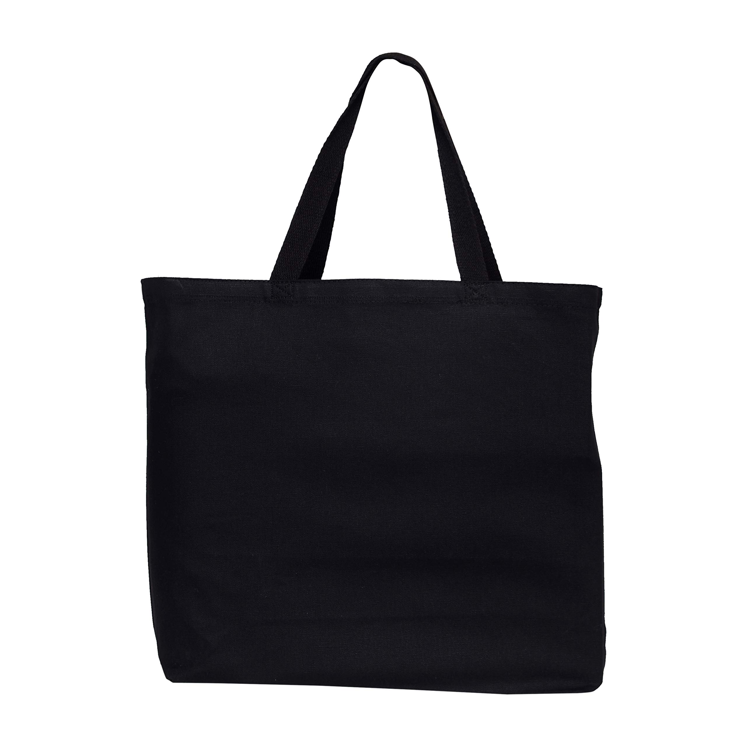 Reusable Heavy Duty Extra Large Canvas Tote Bags - Eco-Friendly Grocery Shopping, Beach & Travel Tote - Multipurpose Carryall Bag for Women & Men (Black, 3-Pack) - Perfect for Farmers Market, Gym, Work & Daily Errands
