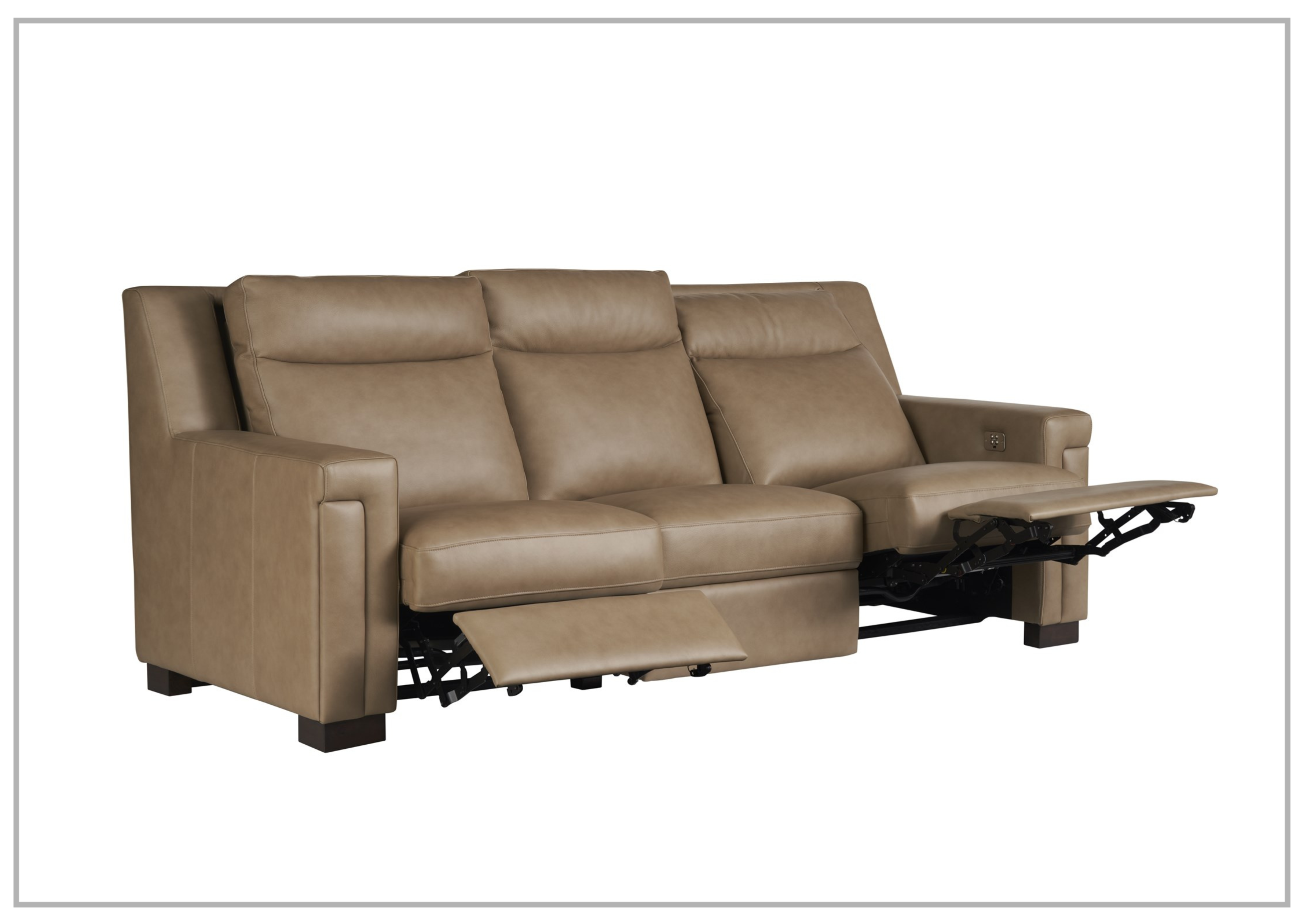 Universal Mixon 3-Seater Leather Reclining Sofa - Brown & Black - Comfortable Living Room Furniture for Home Theater & Family Relaxation