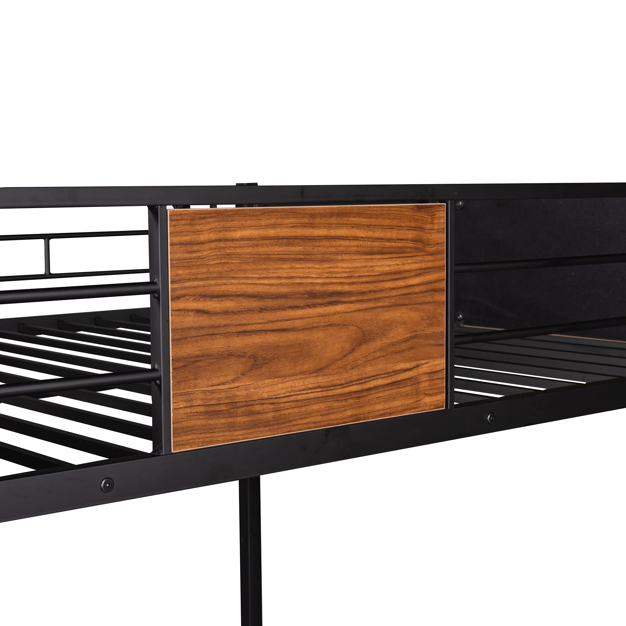 Sturdy Metal Bunk Bed with Built-in Ladder | Full Over Full Size Bed Frame with Safety Guardrails | Space-Saving Dorm & Bedroom Furniture | Under Bed Storage Design | Ideal for Kids Rooms, Guest Rooms & Small Spaces (Black)
