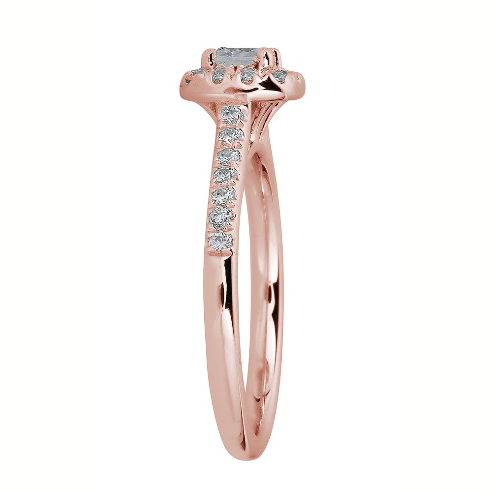 14KT Gold 1/2 CTW Diamond Cushion Halo Engagement Ring for Women - Elegant Wedding Band, Anniversary Gift & Bridal Jewelry