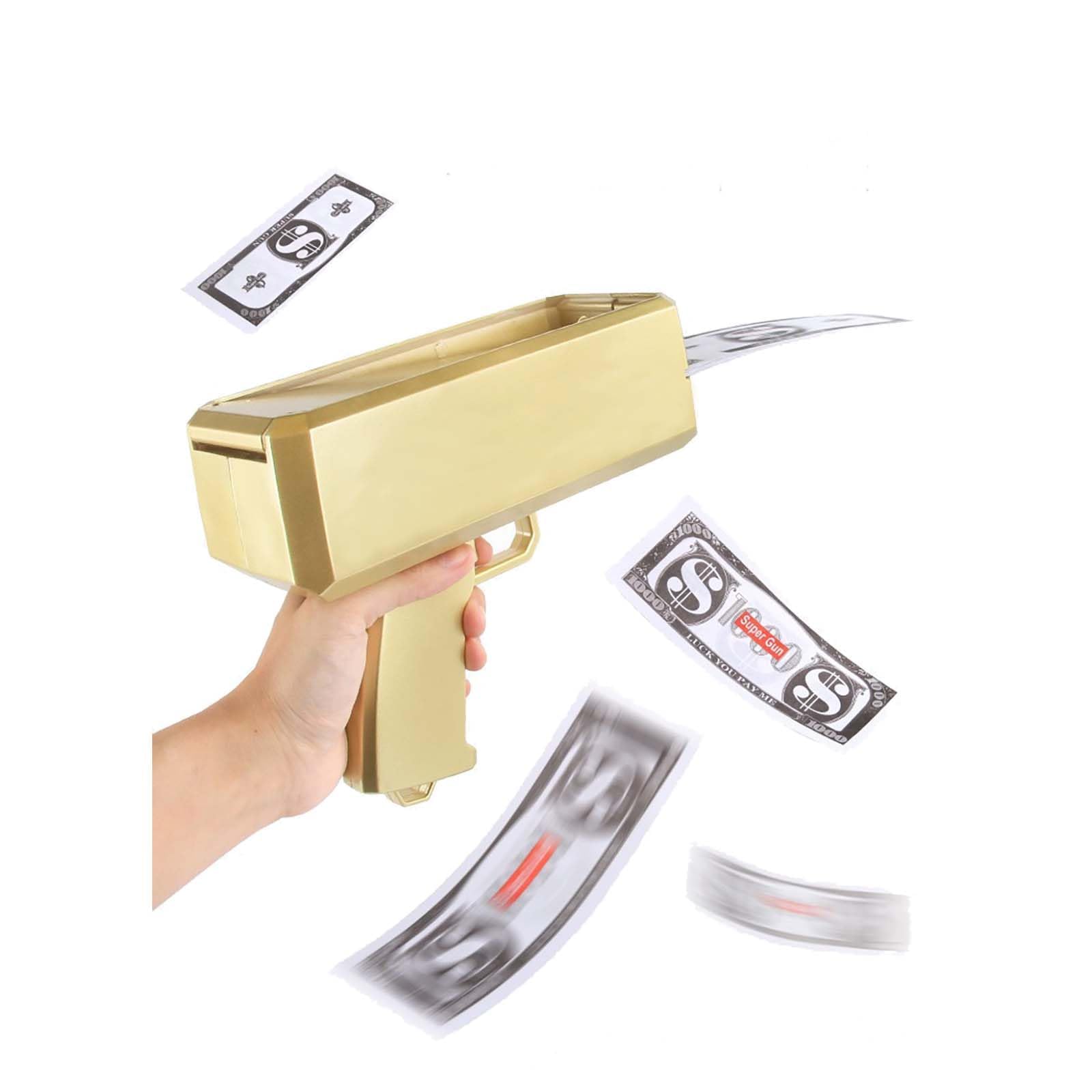 Realistic Prop Gold Money Shooter Gun - Fake Cash Gun, Money Thrower for Parties & Events | Wedding, Birthday, Christmas Celebration Accessory | Fun Money Scattering Toy for Festive Occasions