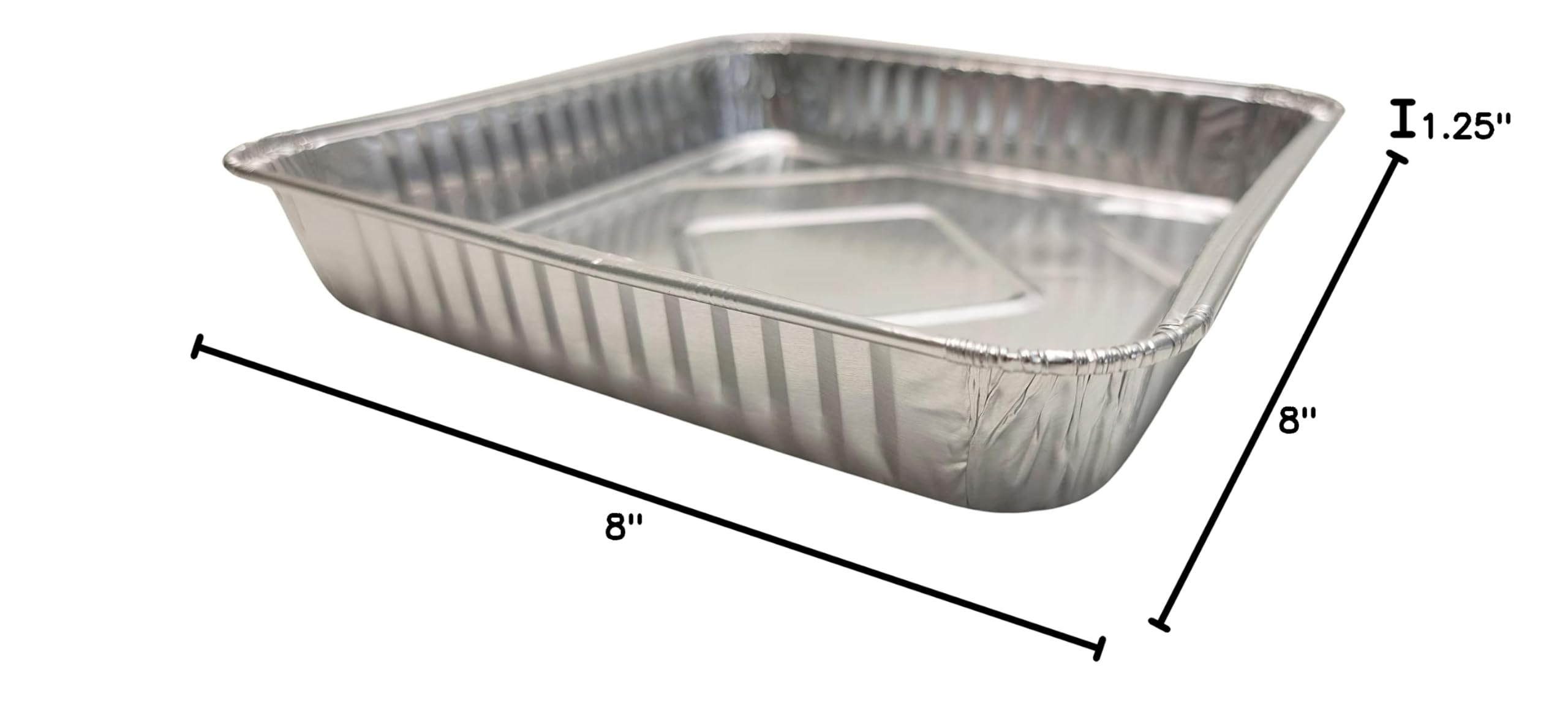 KitchenDance Disposable Aluminum Square Cake Pan - 7-7/8 x 7-7/8 Inches Aluminum Foil Pans for Baking Cakes, Brownies, Lasagna - Heavy Duty Baking Pans Perfect for Home, Restaurant & Party Use - Pack of 500 (1155NL)