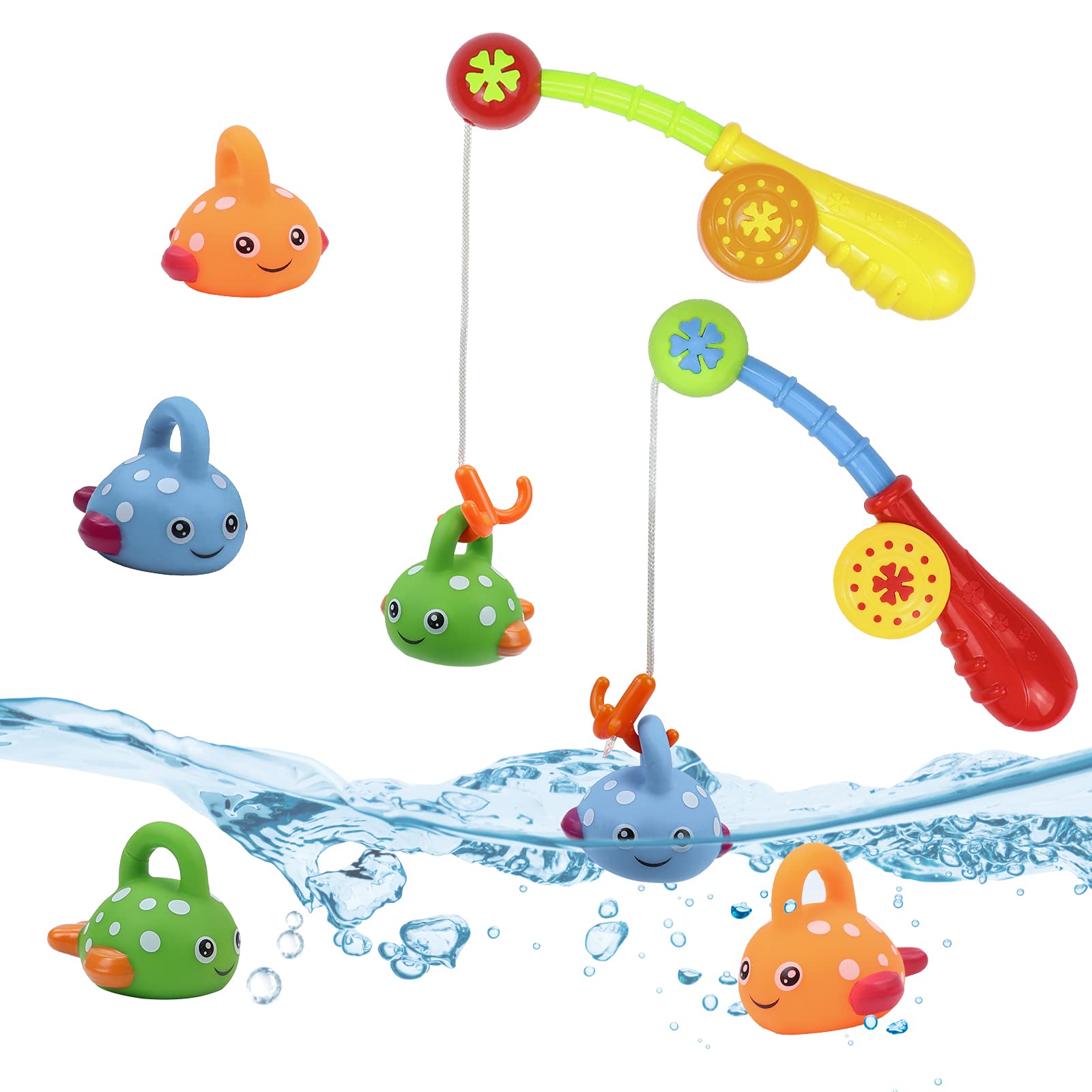 Best Baby Bath Toys Fishing Game for Toddlers 2-4 Years Old - 2 Toy Fishing Rods & 6 Floating Sea Animals - Fun Water Play Learning Game for Kids - Perfect for Paddling Pool, Bathtime & Outdoor Play