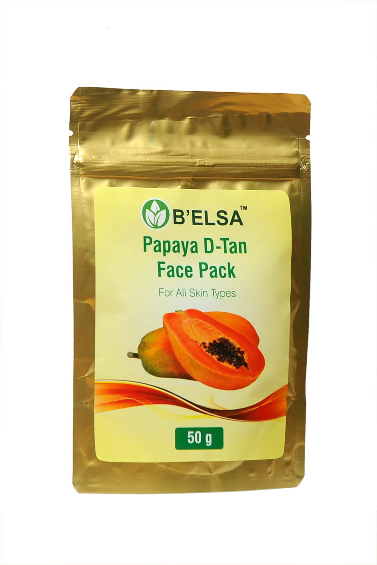 B'ELSA Papaya D-Tan Face Pack for Men & Women - Brightening & Exfoliating Facial Mask for Glowing Skin - Perfect for Daily Skincare & Dark Spot Removal