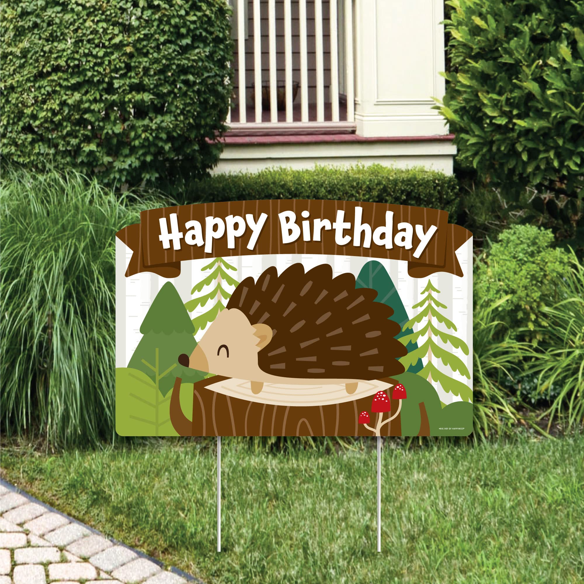 Big Dot of Happiness Forest Hedgehogs Woodland Birthday Party Decorations - Happy Birthday Yard Signs for Outdoor Lawn & Garden - Perfect for Kids Birthday Parties, Baby Showers & Outdoor Celebrations