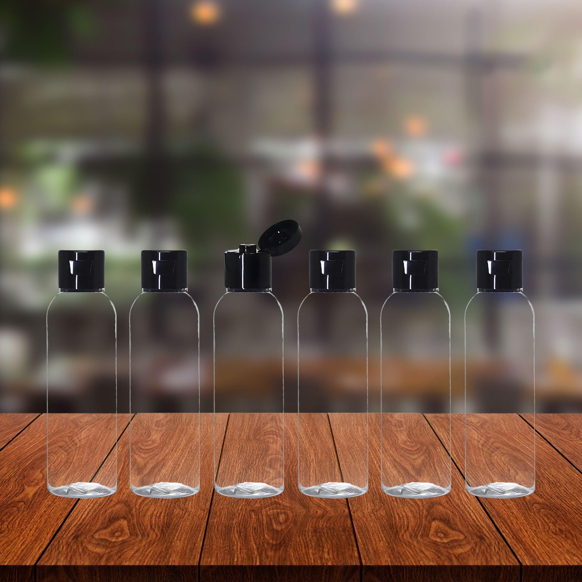 100ml Empty Clear Plastic Travel Bottles - 6 Pack Refillable Squeeze Containers with Black Flip Cap for Toiletries, Shampoo, Lotion & Cream | Perfect for Travel, Gym, Camping & Home Organization