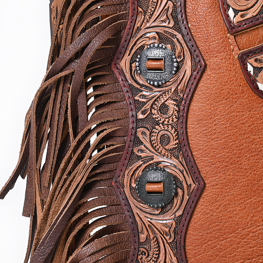 American Darling ADBG465 Genuine Leather Western Handbag for Women - Hand Tooled Chaps Bag Purse - Perfect for Rodeo, Country Music Festivals & Western Fashion