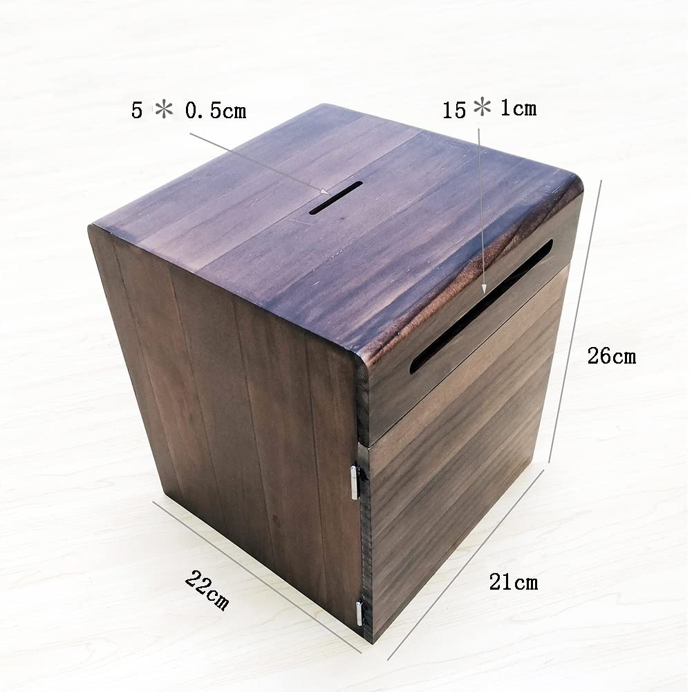 Wooden Donation Box & Suggestion Box - Secure Storage for Charitable Giving, Feedback Collection, Voting & Key Drop - Wall Mounted or Freestanding for Offices, Schools, Churches & Community Centers