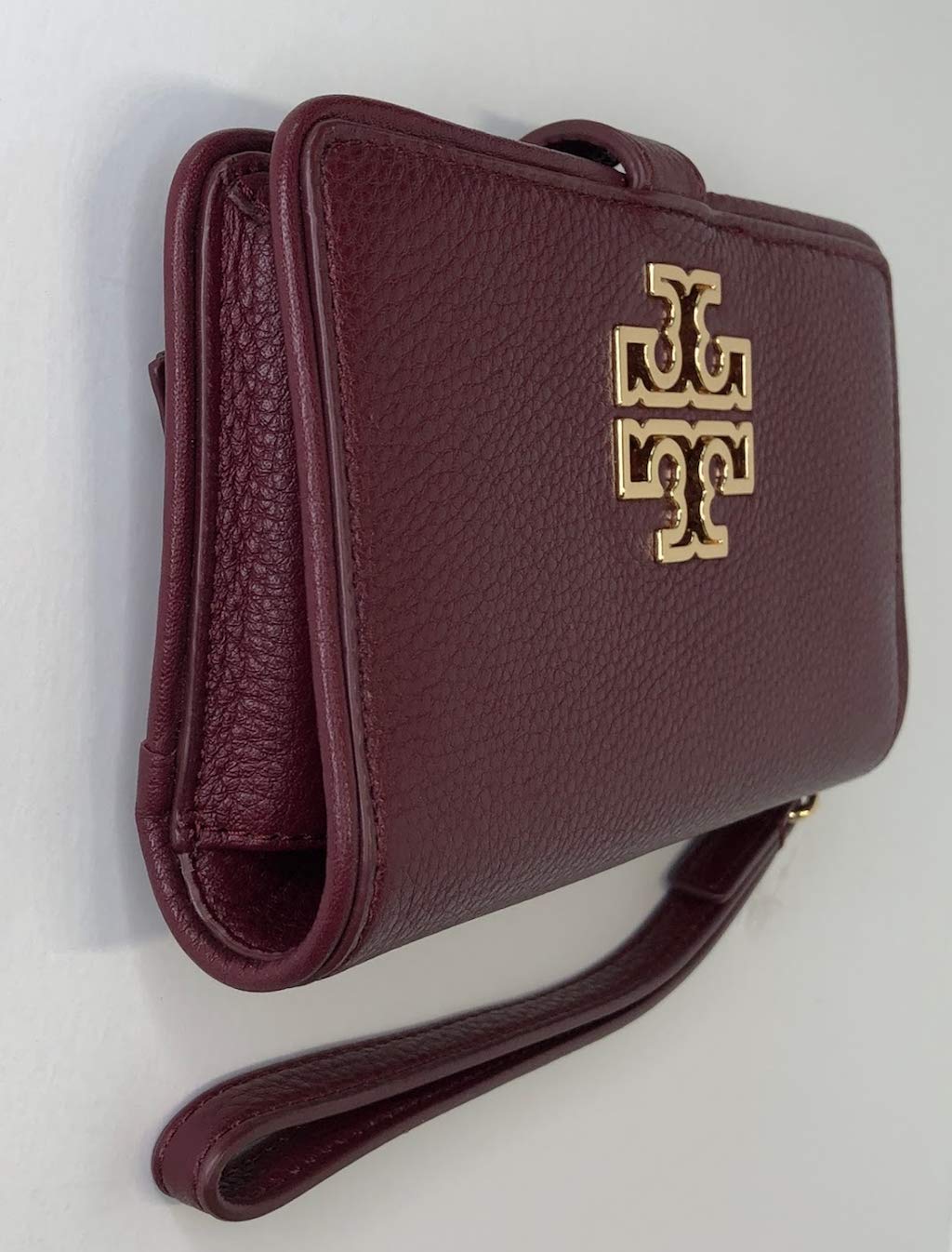 Tory Burch Britten Smartphone Wallet Wristlet Crossbody Bag - Imperial Garnet | RFID Blocking | Perfect for Everyday Use, Travel & Shopping