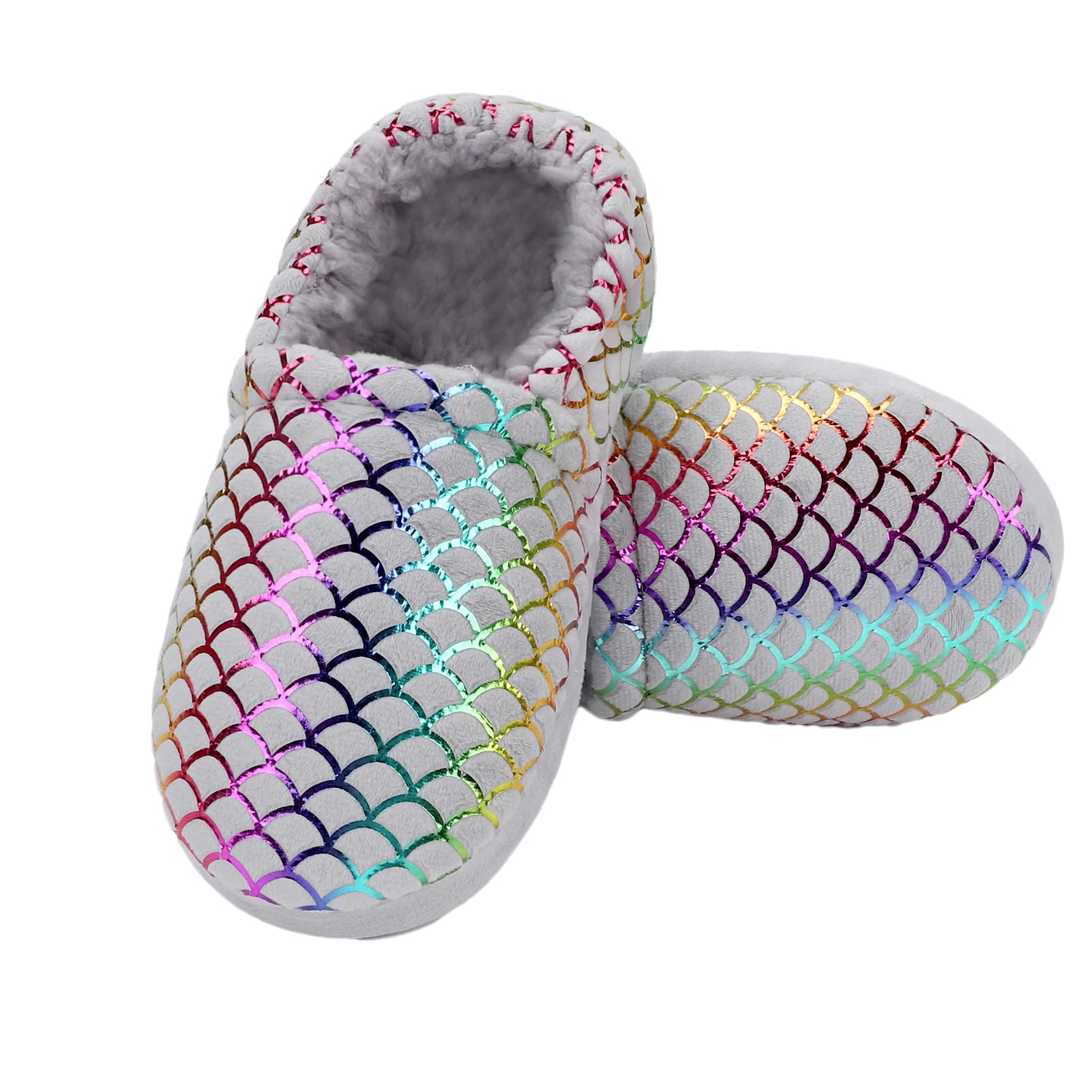 MEJORMEN Girls Mermaid Slippers - Cozy Plush House Shoes for Toddler Kids | Indoor & Outdoor Use