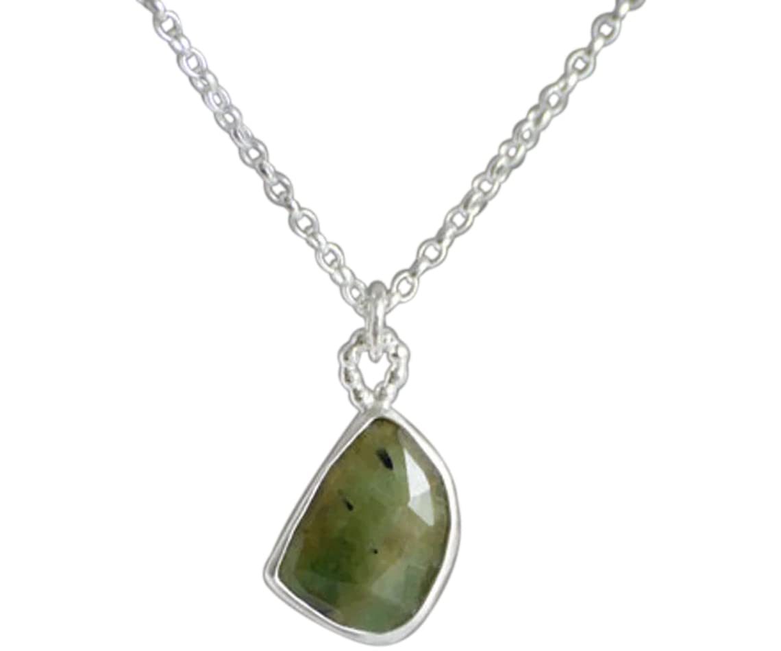 Apple Green Rose Cut Emerald Necklace - May Birthstone Jewelry, Large Emerald Pendant for Women | Perfect Gift for Mother's Day, Anniversary & Special Occasions