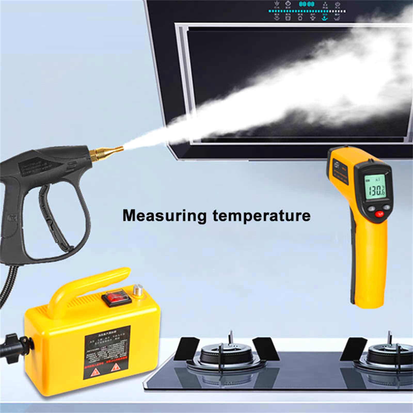 2600W High Pressure Handheld Steam Cleaner - Portable Electric Steam Machine for Auto Detailing, Car Cleaning, Kitchen Floors & Home Use (Yellow) | Perfect for Deep Cleaning Vehicles, Tiles, Grills & Sanitizing Surfaces