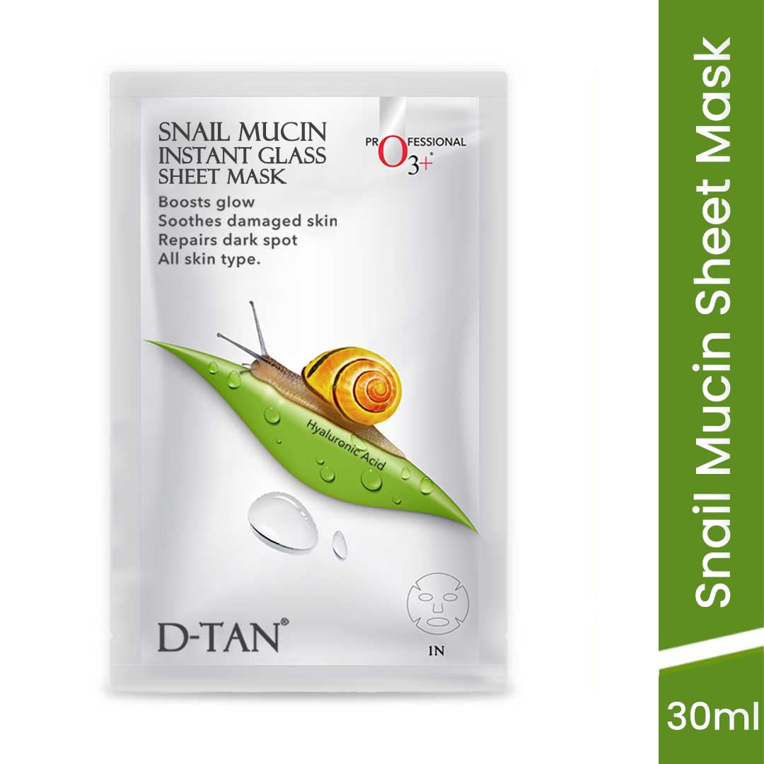 O3+ Snail Mucin Instant Glass Sheet Mask 30ml - Hydrating & Brightening Facial Mask for Glowing Skin | Perfect for Daily Skincare & Spa Night