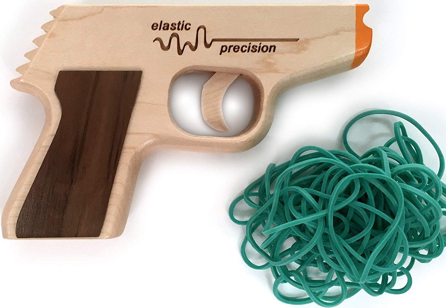 Premium PPK Rubber Band Gun - Solid Hardwood Construction with Rapid-Fire Semi-Automatic Action & Walnut Grips - Perfect for Outdoor Play, Target Practice, and Collectors