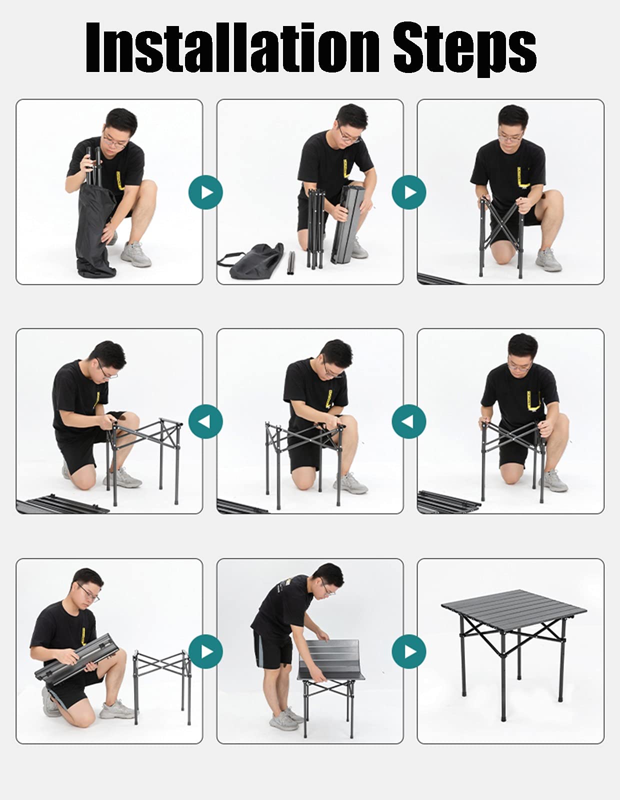 Portable Folding Camping Table & Chair Set - Lightweight Square Outdoor Picnic Table with Easy Fold Design - Perfect for Backpacking, Beach, BBQ, Tailgating & RV Trips (Package 1)
