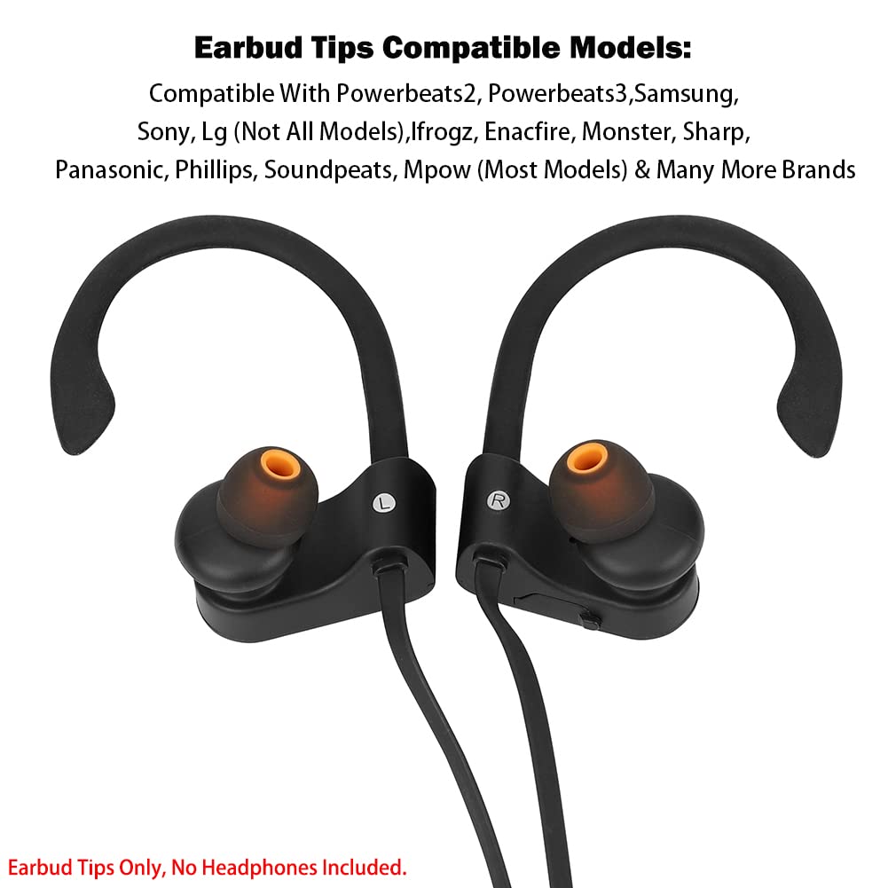 Premium Replacement Ear Tips for Earbuds & Headphones - 9 Pairs (S/M/L Sizes, Orange/Black) - Perfect for Workouts, Commuting & Noise Isolation