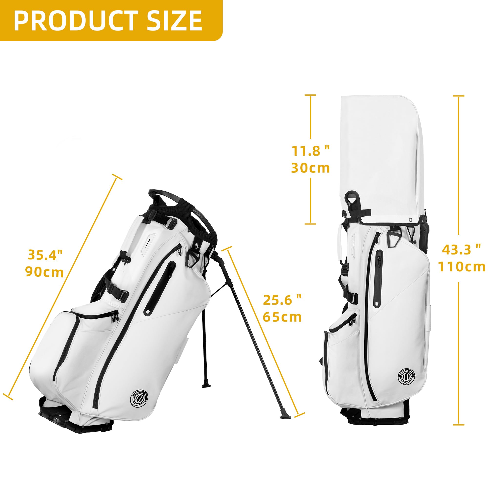 DWVO 14-Way Lightweight Golf Stand Bag with Padded Ergonomic Double Strap - Full Length Dividers & Rain Hood - Perfect for Men & Women Golfers on the Course or Driving Range