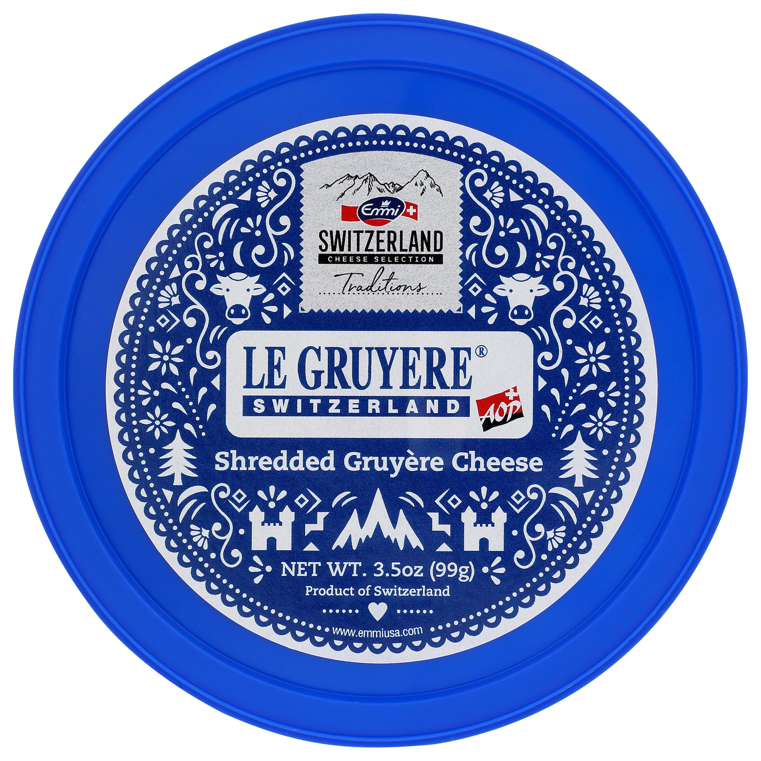 Emmi Shredded Gruyere Cheese - 3.5 oz (100g) | Premium Swiss Cheese for Cooking, Baking & Snacking | Perfect for Fondue, Sandwiches & Salads
