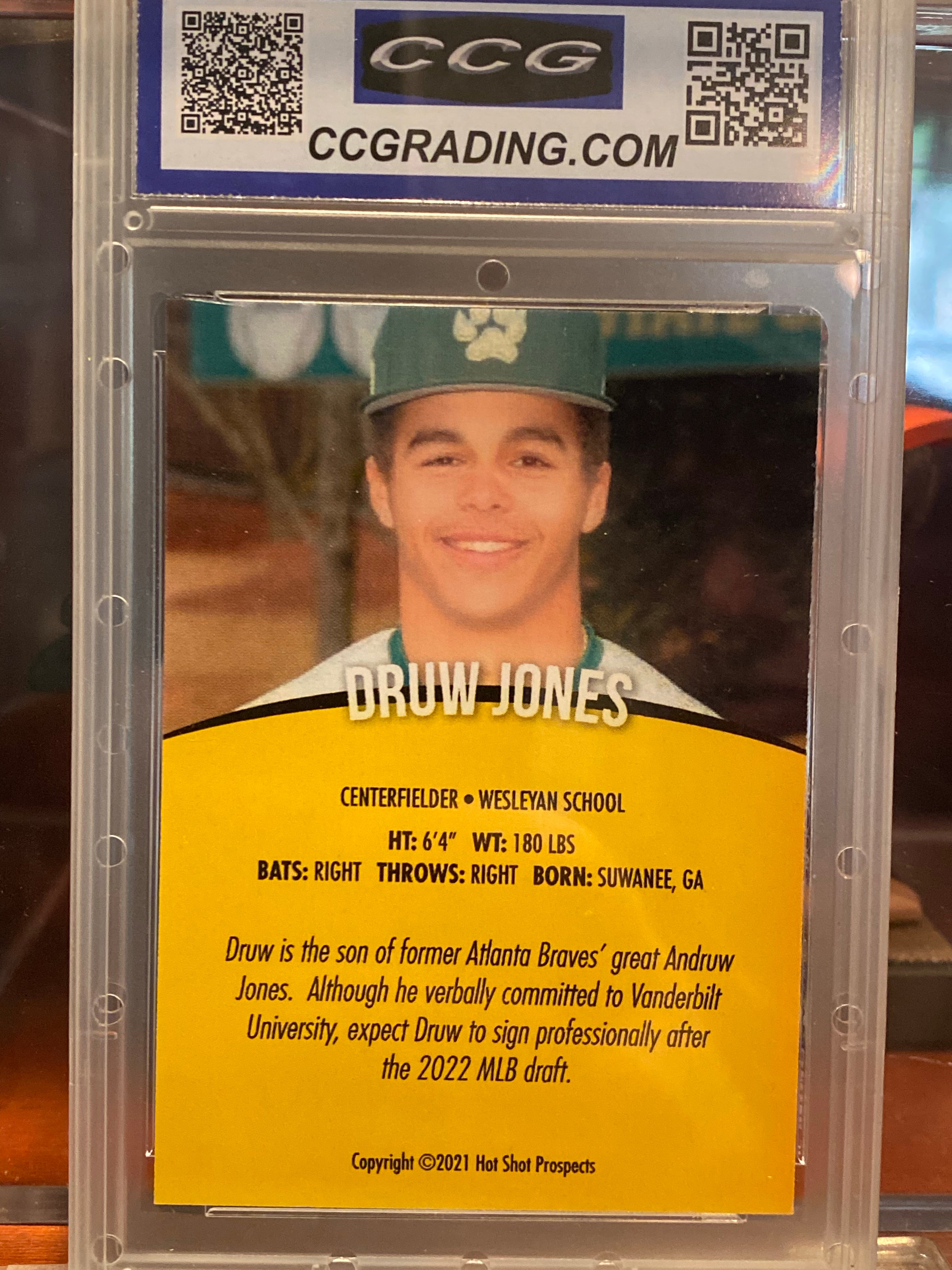 Druw Jones 2021 Hot Shot Prospects Baseball Rookie Card PSA GEM MINT 10 - High School Baseball Collectible for Sports Memorabilia & Trading Card Enthusiasts