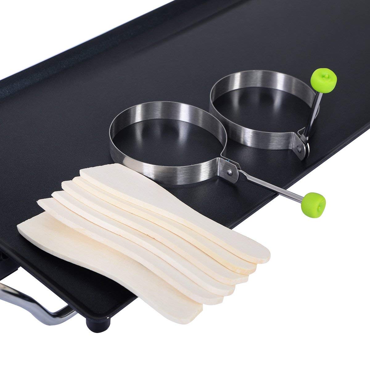 CASART 1800W Electric Teppanyaki Grill Table - XX Large Non-Stick Griddle with Wooden Spatula - Indoor/Outdoor BBQ Hot Plate for Kitchen, Dinner Parties, Camping & Festivals - Perfect for Asian Cuisine, Family Gatherings & Backyard Cookouts