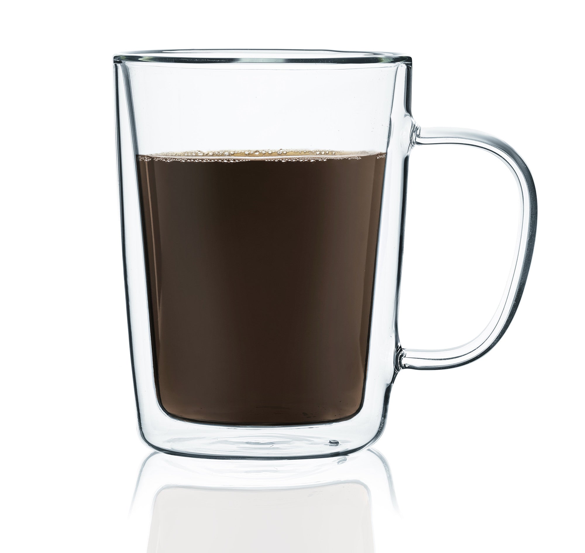 Premium Set of 4 Double Wall Insulated Glass Coffee Mugs with Handle - 16oz Tall Clear Drinking Cups for Hot & Cold Beverages - Perfect for Home, Office, or Cafe Use