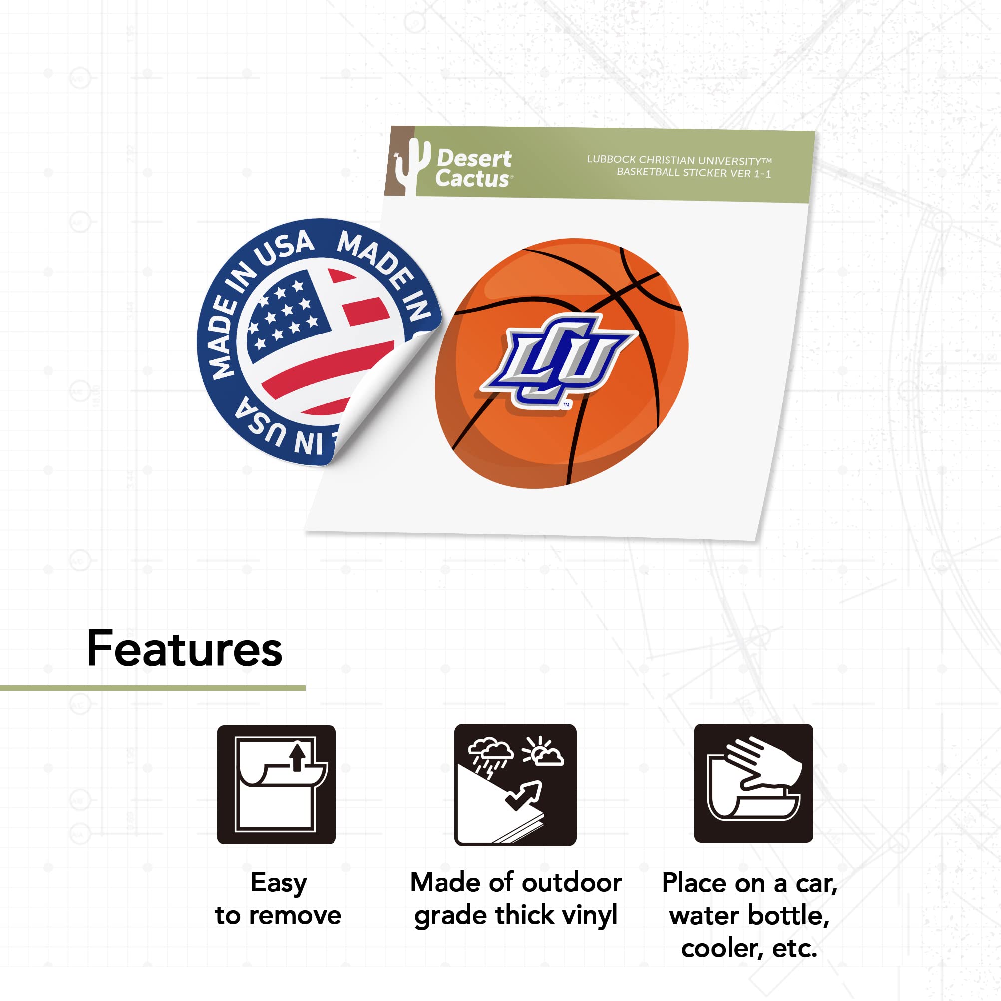 LCU Chaparrals Basketball Logo Sticker - Desert Cactus Design Vinyl Decal for Laptop, Water Bottle, Car & Scrapbook - Perfect for Lubbock Christian University Fans & Sports Enthusiasts - Great for Game Days, School Spirit & Team Pride