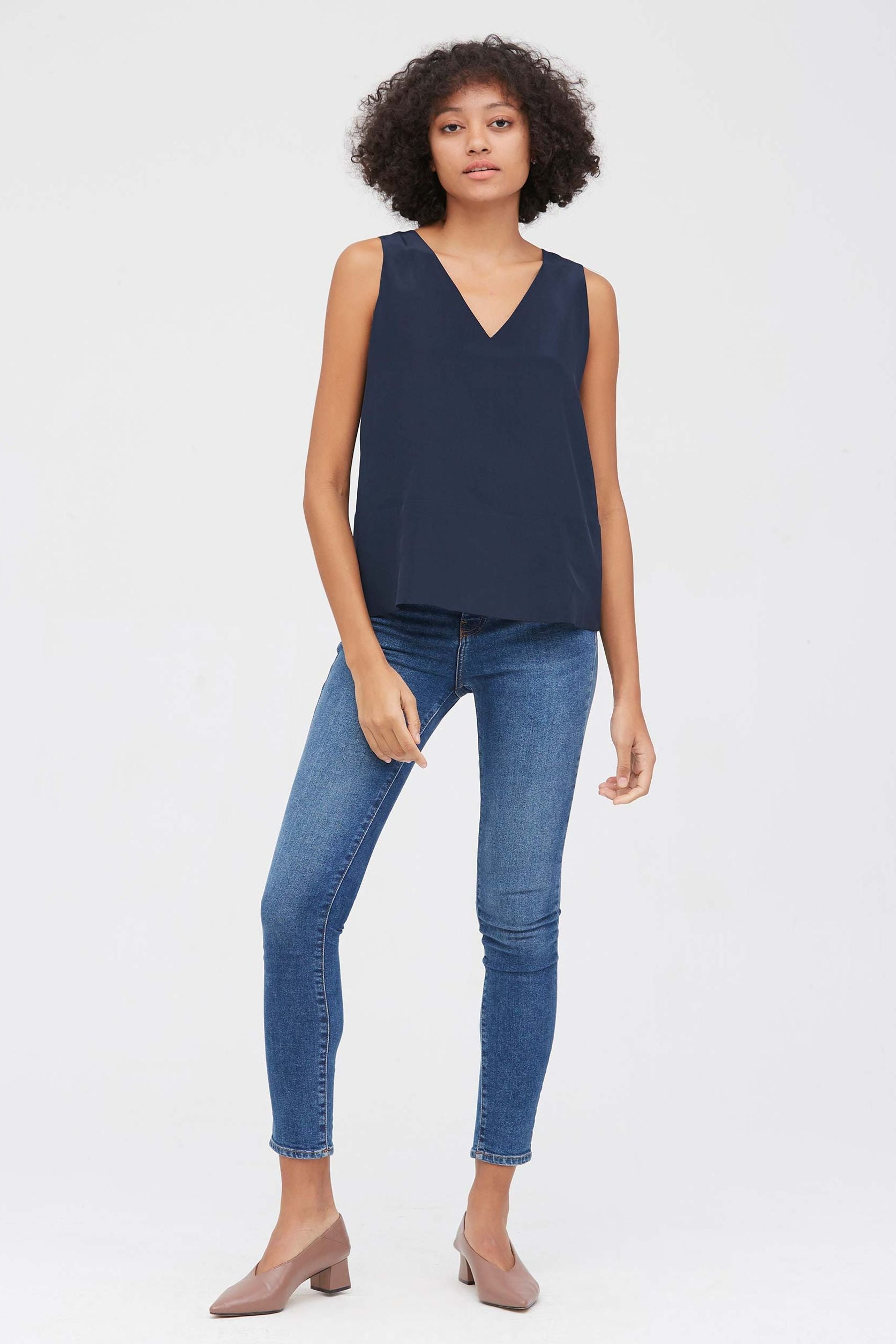 Luxury V Neck Sleeveless Silk Camisole for Women - Soft & Breathable Summer Tank Top - Perfect for Layering, Office Wear & Evening Outfits