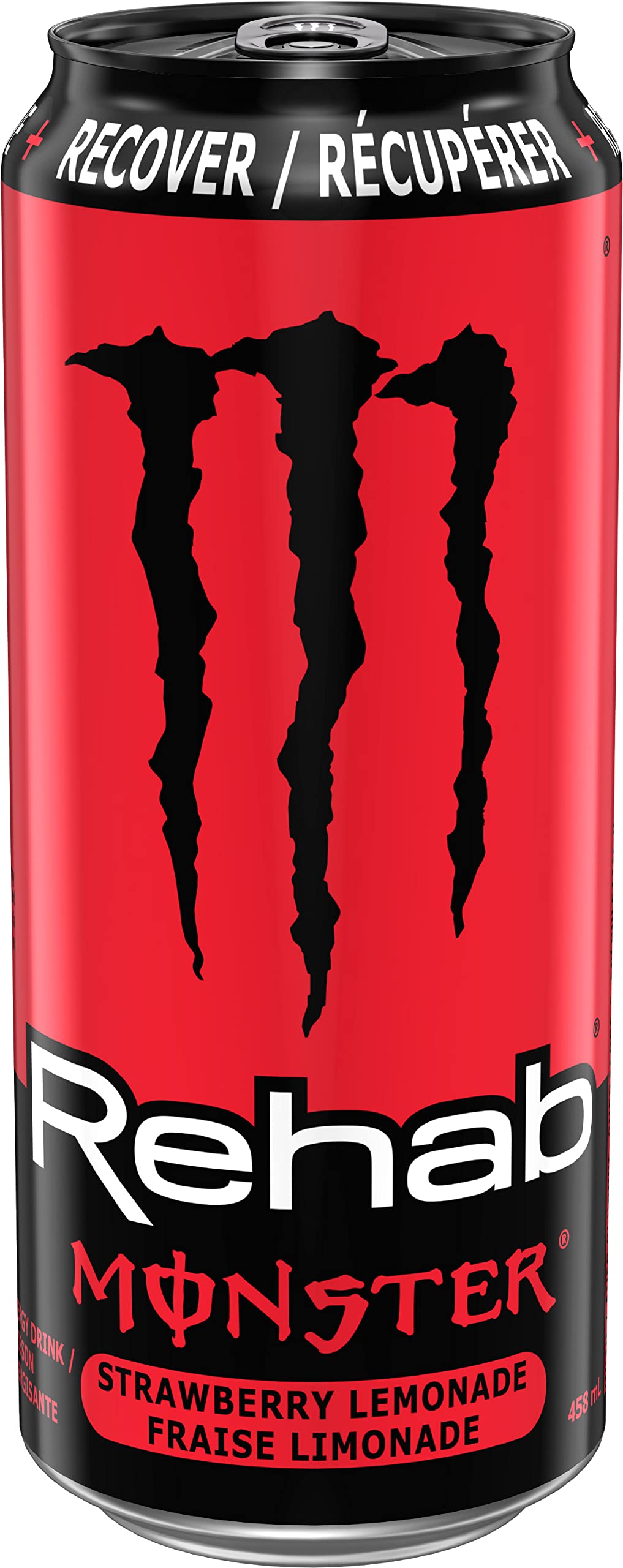 Monster Energy Rehab Strawberry Lemonade - 12 Pack of 458mL Cans | Low-Calorie Sports Drink for Workouts, Gaming & Outdoor Activities | Hydration Boost with Electrolytes & Vitamins
