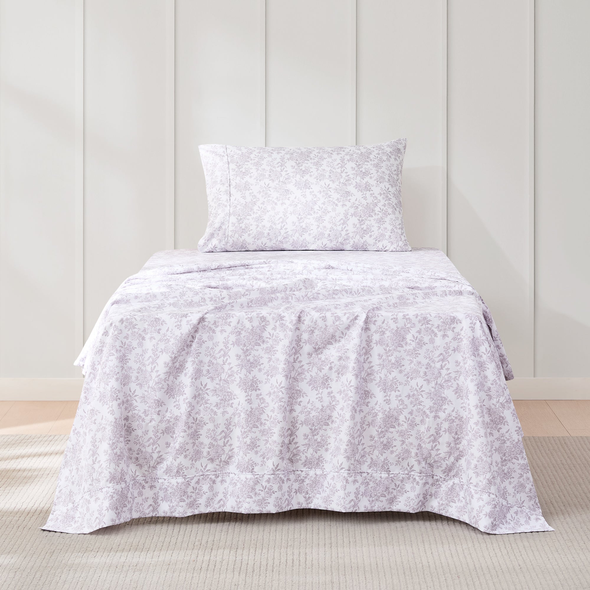 Premium Peony Floral Toile Sheet Set - 100% Cotton Luxury Bedding for Master Bedroom & Guest Room - Soft Breathable Sheets for All Seasons