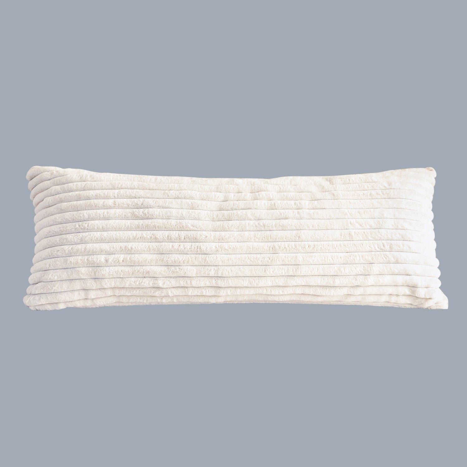 MAXYOYO Ultra Soft Striped Faux Fur Body Pillow for Adults - 20x54 Inch Long Hugging Pillow for Side Sleepers & Pregnancy Support (White) - Perfect for Bed, Couch & Home Comfort