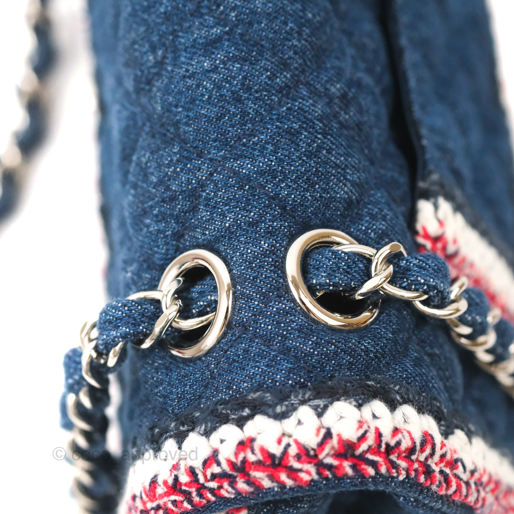 Chanel Classic Flap Bag Dark Blue Denim with Braided Silver Hardware 18A Collection - Luxury Designer Handbag for Women, Perfect for Evening Events & Special Occasions
