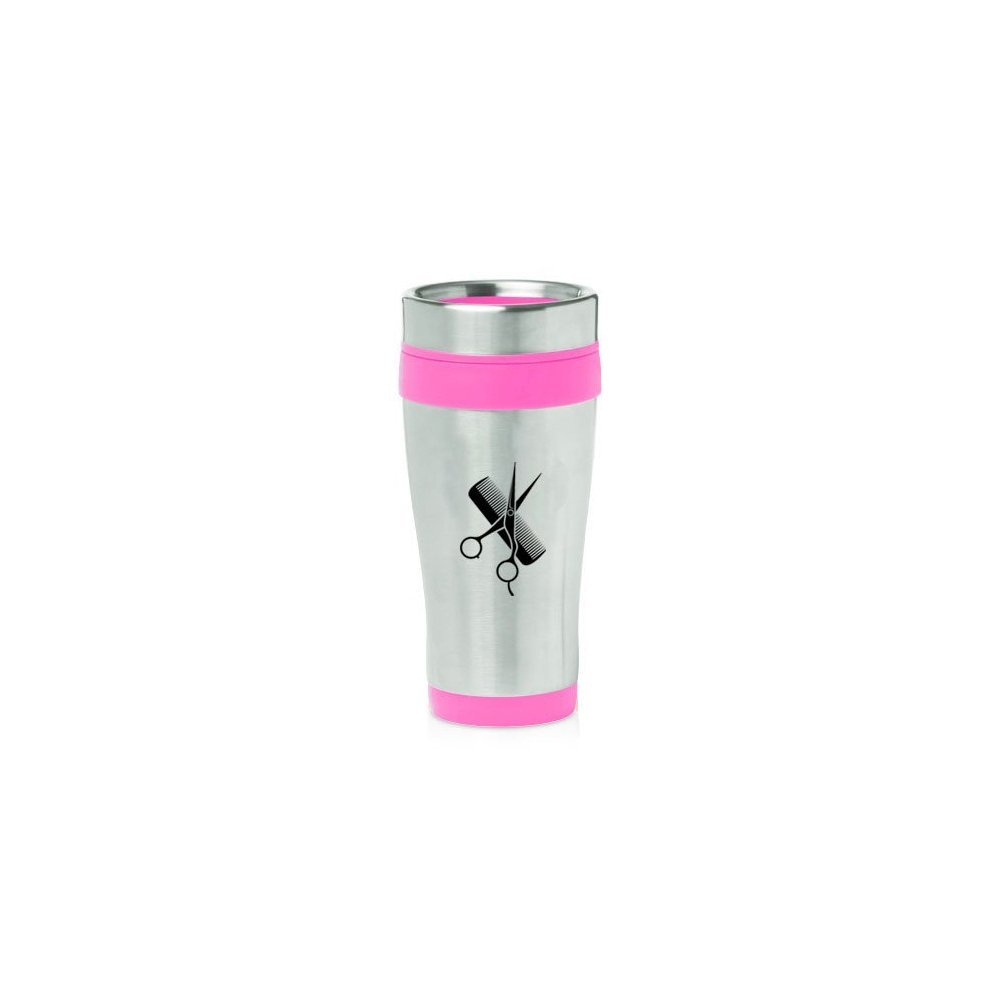 16oz Insulated Stainless Steel Travel Mug - Hot Pink | Leak-Proof Vacuum Coffee Tumbler for Hot & Cold Drinks | Perfect for Commuting, Camping & Office Use | Z1014   Professional Hair Cutting Scissors & Comb Set - Stainless Steel Barber Shears & Styling Comb for Salon & Home Hairdressing