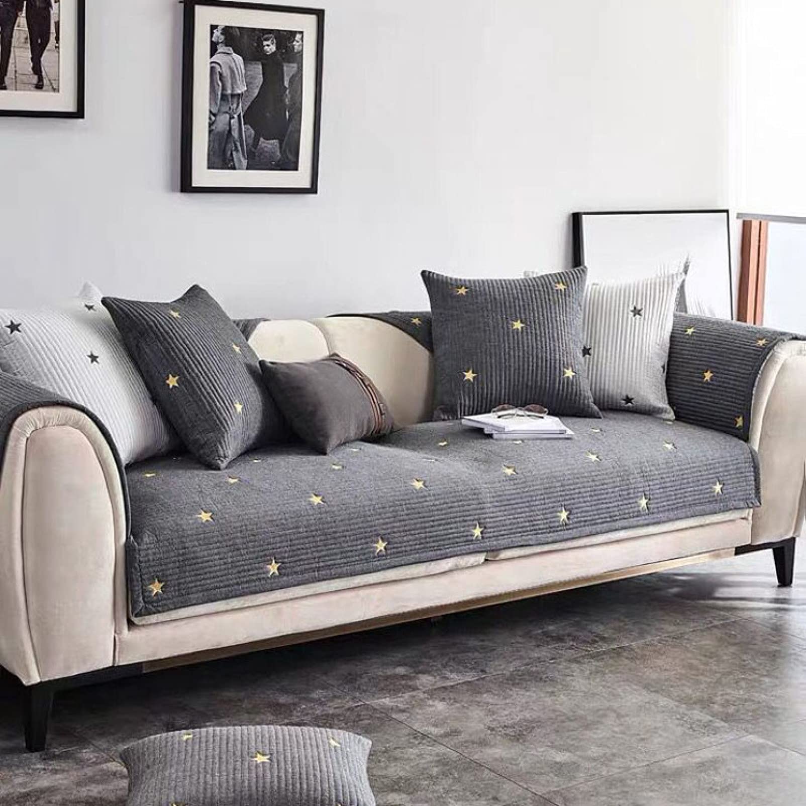 Super Stretch Sofa Covers - Water Resistant, Machine Washable Cotton Slipcovers for U-Shaped Couches - Furniture Protector Against Stains & Spills - Perfect for Home Decor & Pet Owners