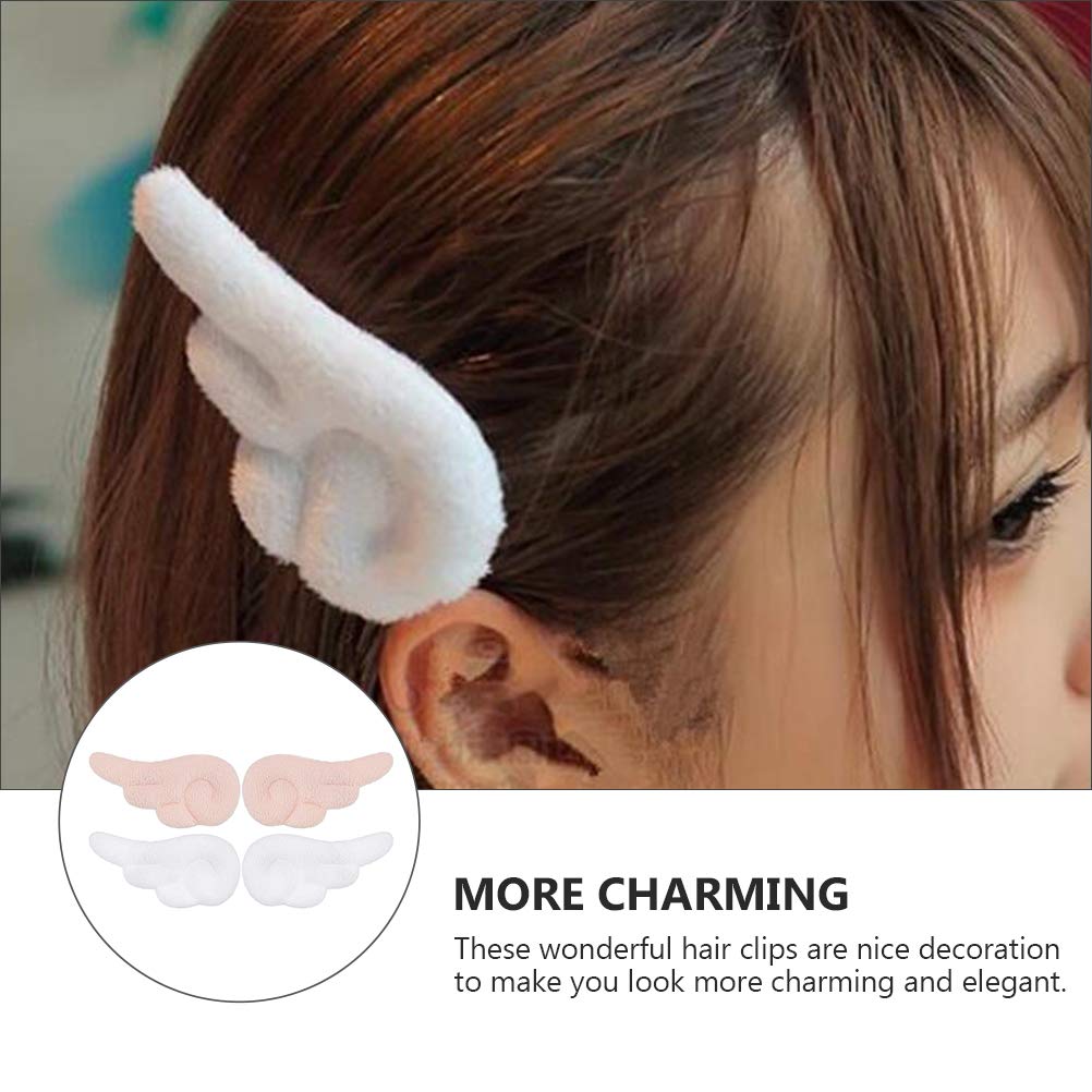 2 Pairs Angel Wings Hair Clips for Women - Soft Plush Hairpins, Creative Decorative Hair Accessories for Girls, Festival Headwear & Cosplay Costume Accessories (Great for Halloween, Christmas Parties & Costume Events)