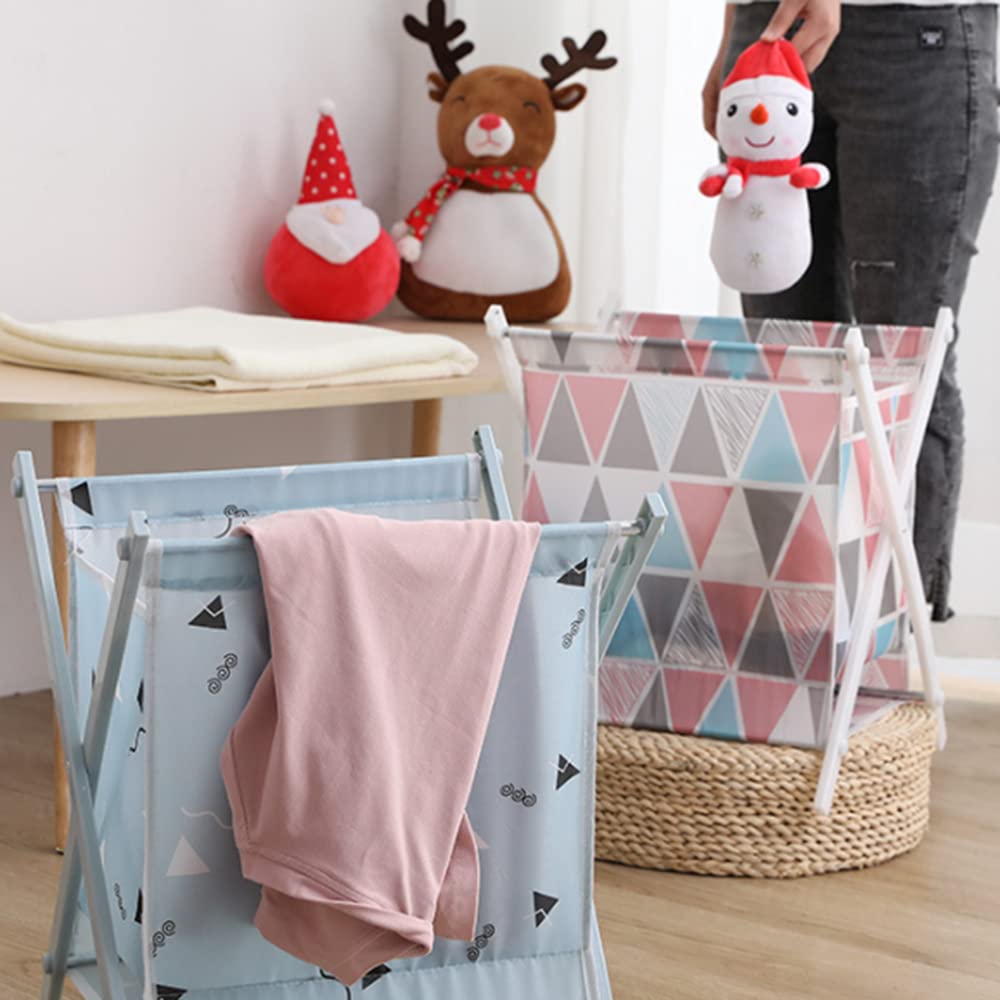 Foldable Storage Bins - Collapsible Square & Triangle Organizer Baskets for Closet, Drawer, Pantry | Waterproof Fabric | Blue, Pink, Gray | Space Saving Home Storage Solution | Perfect for Bedroom, Bathroom & Kids Room Organization