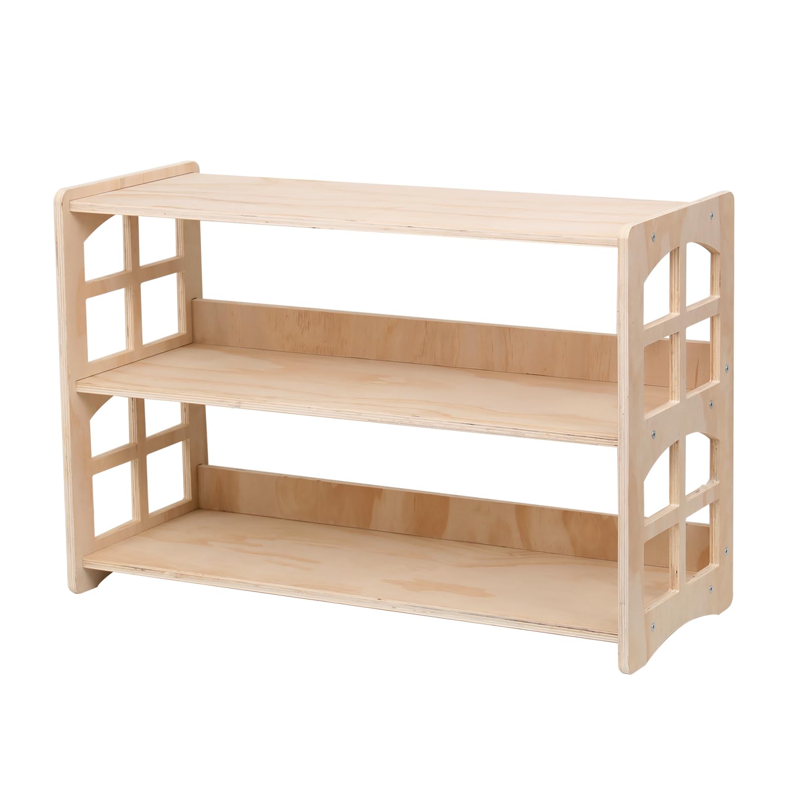Montessori Bookshelf for Kids - 3-Tier Wooden Toy Storage Organizer, Sturdy & Safe Bookcase for Toddler Room, Classroom, or Playroom - Perfect for Organizing Books, Toys, and Learning Materials
