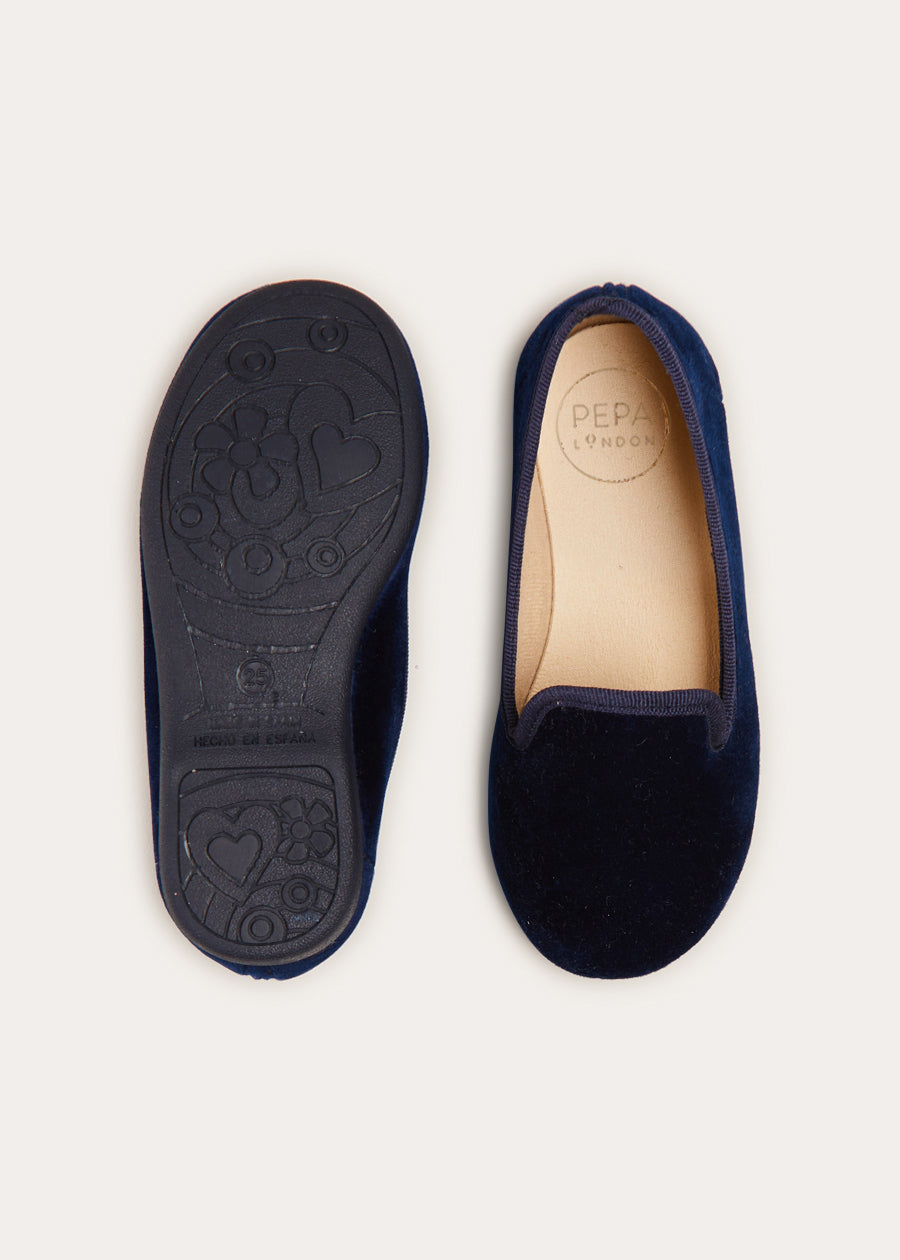 Velvet Slippers for Women - Soft & Comfortable Navy Blue House Shoes (Size 24-34EU) - Perfect for Relaxing at Home, Lounging & Indoor Comfort
