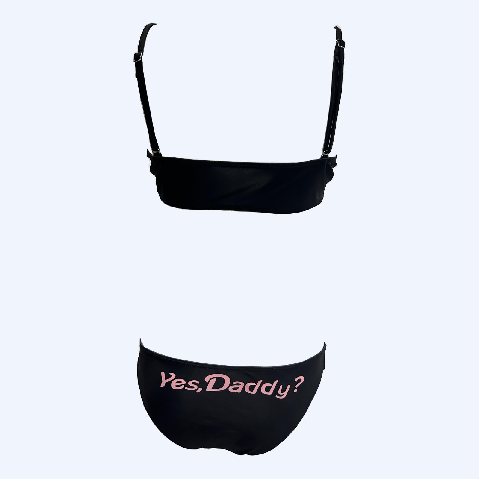 Women's 2-Piece Underwear Set - 'Yes Daddy' Printed Camisole Bra & Bikini Briefs | Sexy Sleepwear & Loungewear for Date Night, Vacation & Intimate Moments