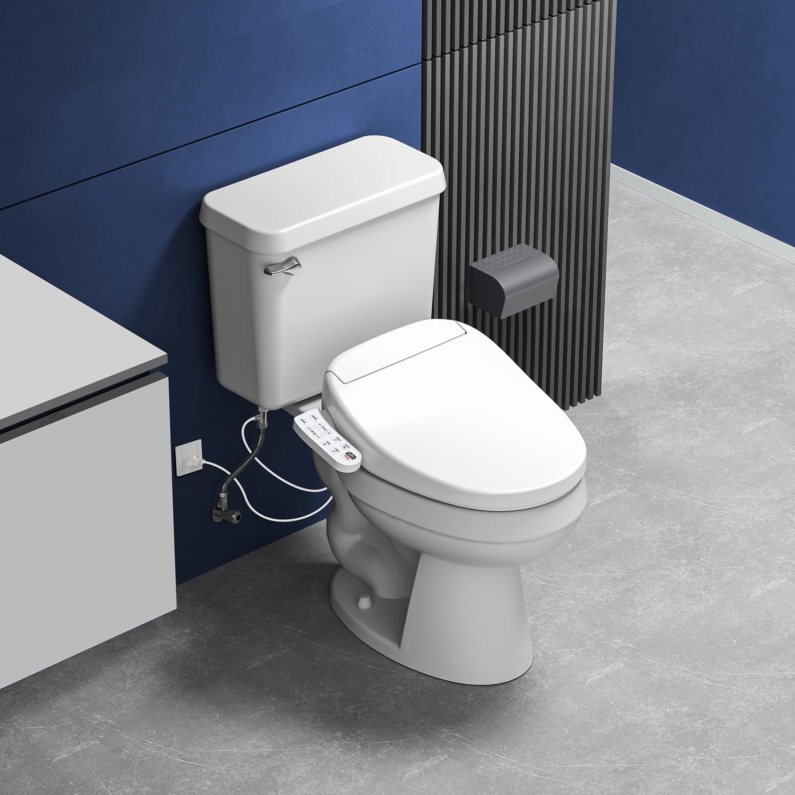 ZMJH 236 Smart Bidet Toilet Seat - Elongated, Heated Seat with Warm Water Wash, Vortex Nozzle, Front & Rear Cleaning, Warm Air Dryer, LED Night Light - White (Electrical Outlet Required) | Perfect for Modern Bathrooms, Elderly Care & Hygienic Living